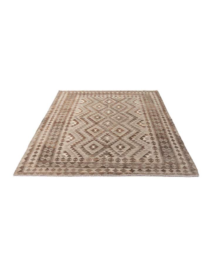 5' 4 x 8' Hand Woven Kilim Maymana Wool Rug