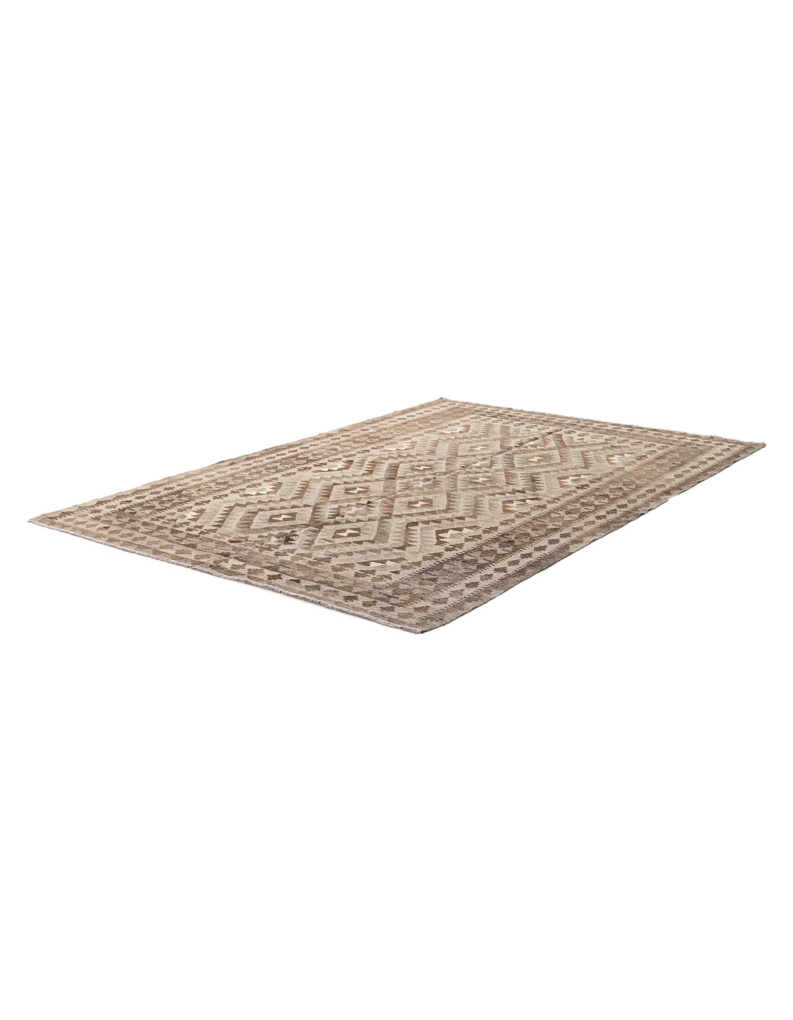 5' 4 x 8' Hand Woven Kilim Maymana Wool Rug