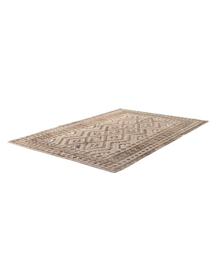 5' 4 x 8' Hand Woven Kilim Maymana Wool Rug