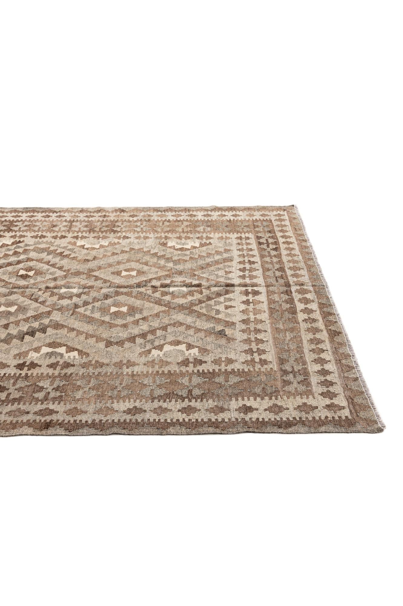 5' 4 x 8' Hand Woven Kilim Maymana Wool Rug