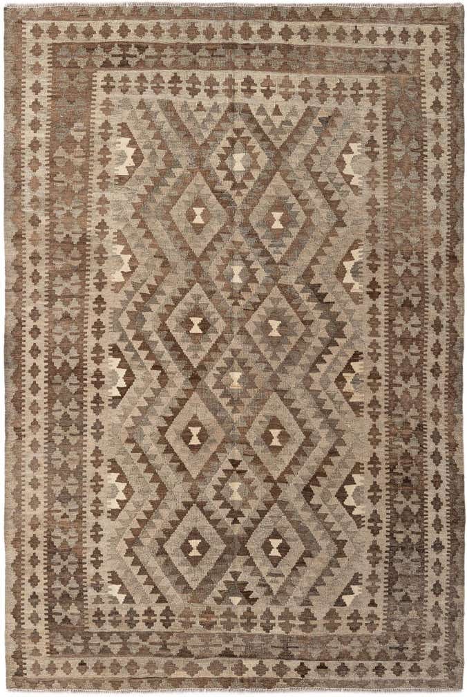 5' 4 x 8' Hand Woven Kilim Maymana Wool Rug