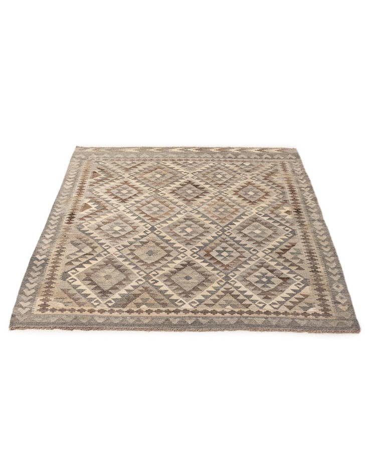 Detail image of 5' 7 x 6' 10 Hand Woven Kilim Maymana Wool Rug