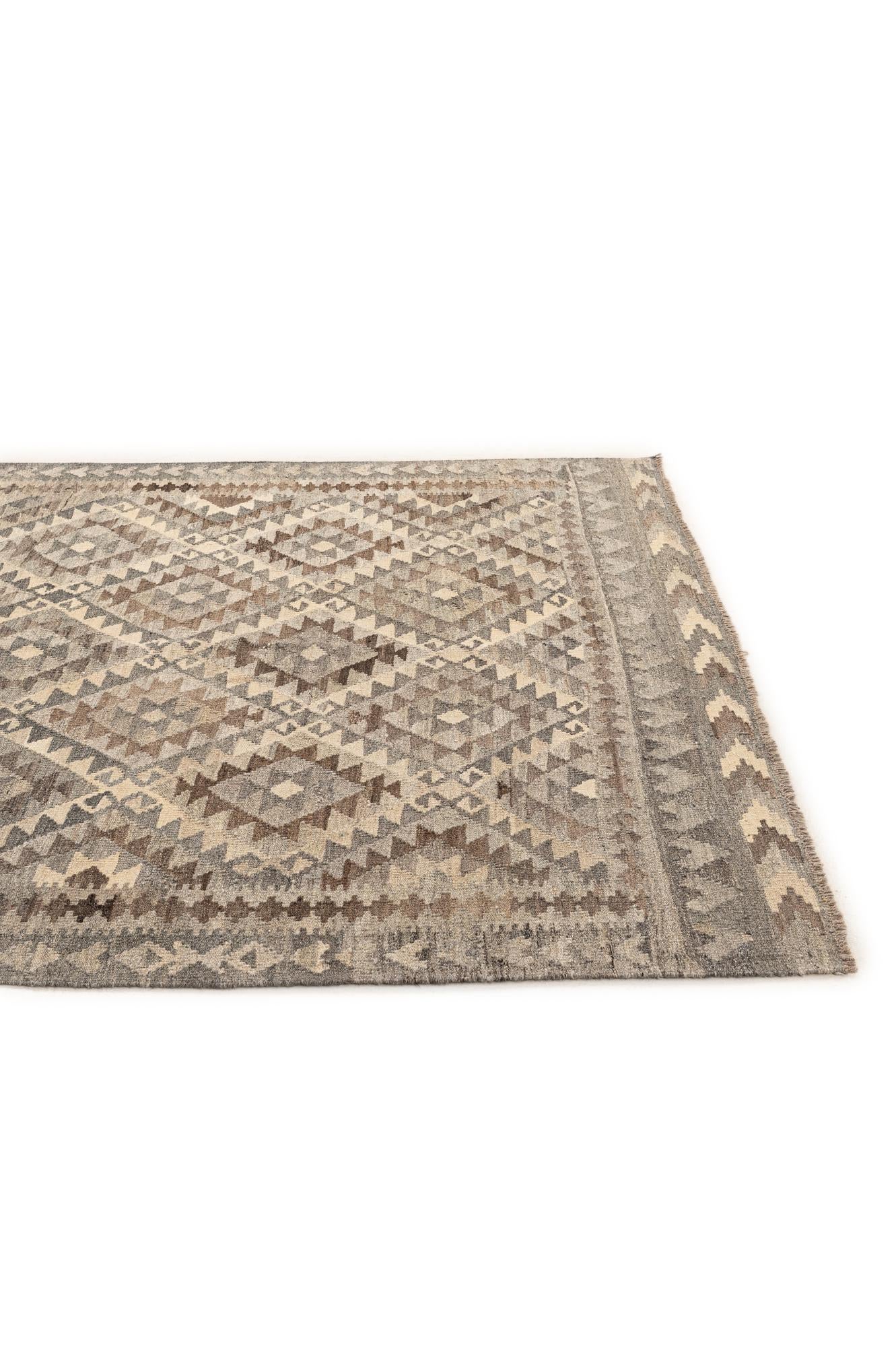 5' 7 x 6' 10 Hand Woven Kilim Maymana Wool Rug