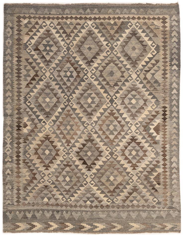 Detail image of 5' 7 x 6' 10 Hand Woven Kilim Maymana Wool Rug