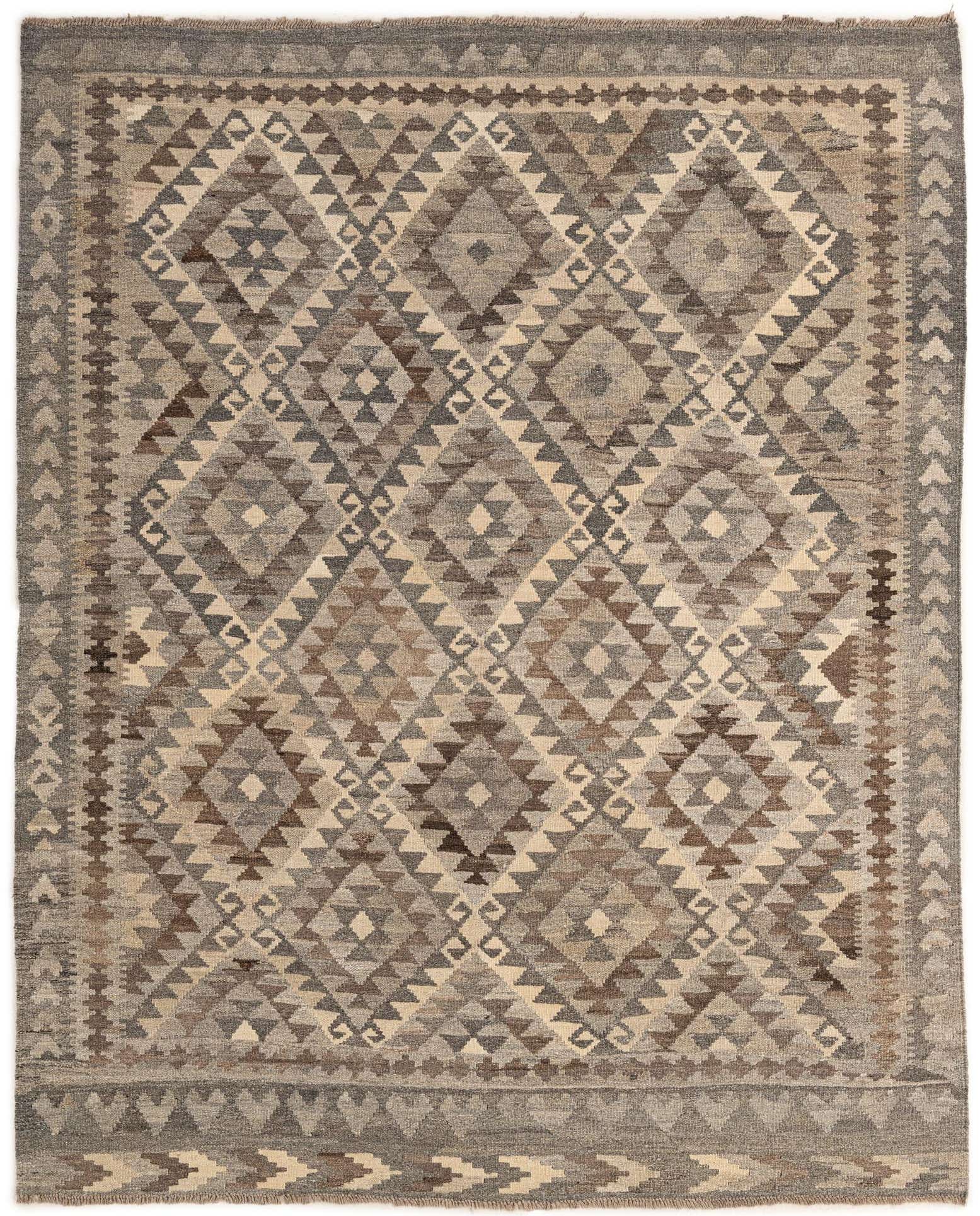 5' 7 x 6' 10 Hand Woven Kilim Maymana Wool Rug