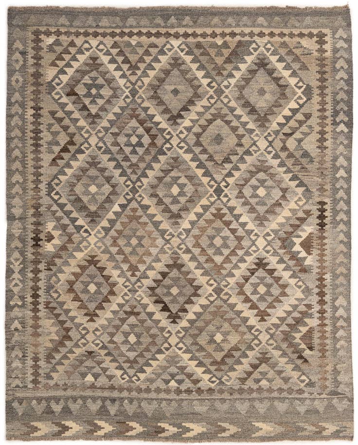Detail image of 5' 7 x 6' 10 Hand Woven Kilim Maymana Wool Rug
