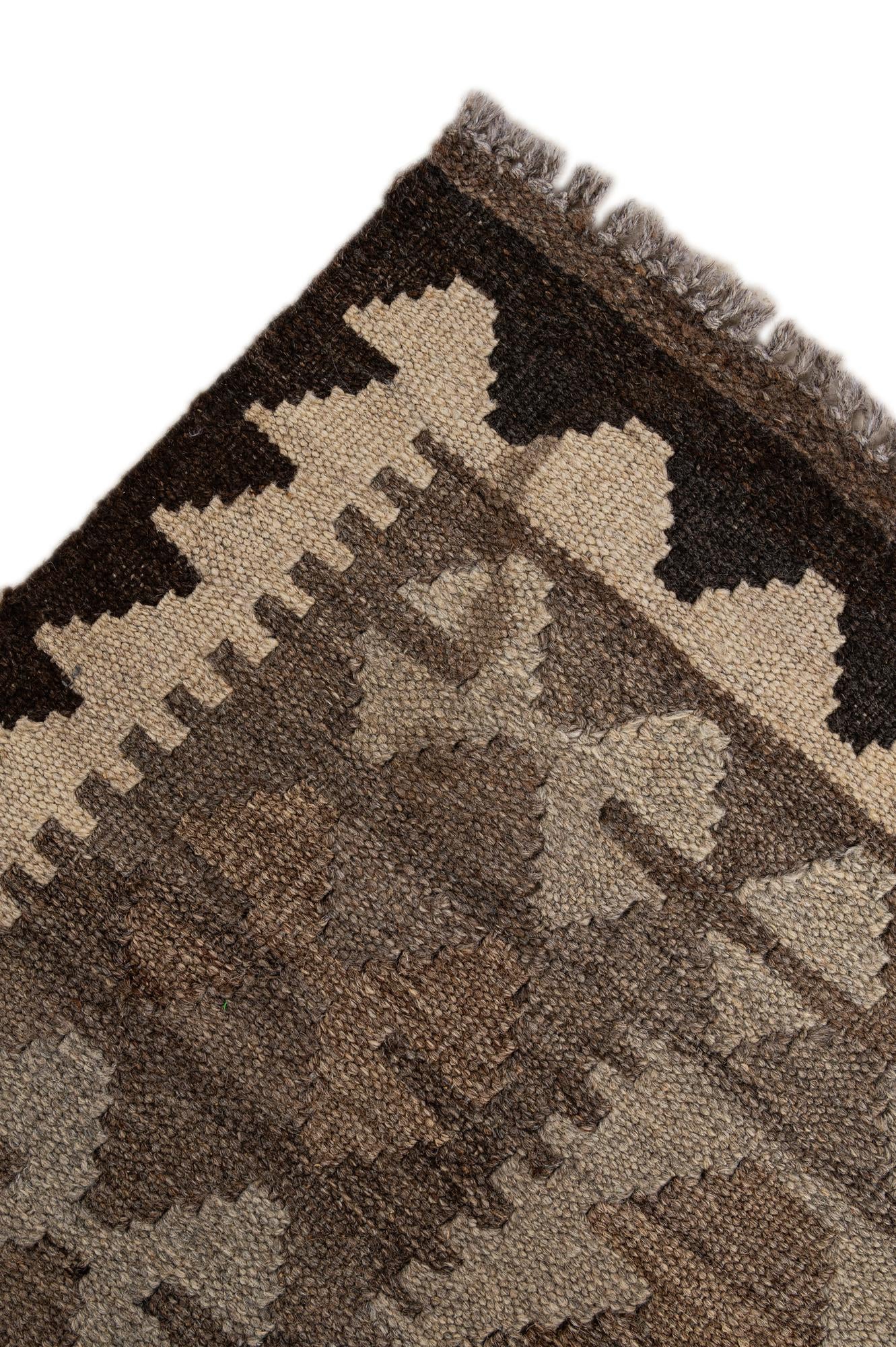 5' 4 x 6' 8 Hand Woven Kilim Maymana Wool Rug