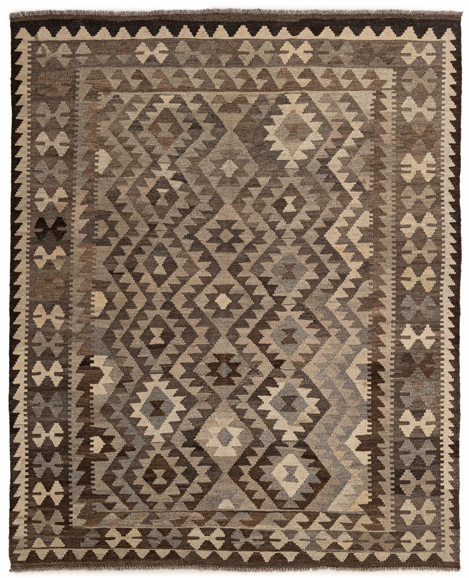 5' 4 x 6' 8 Hand Woven Kilim Maymana Wool Rug