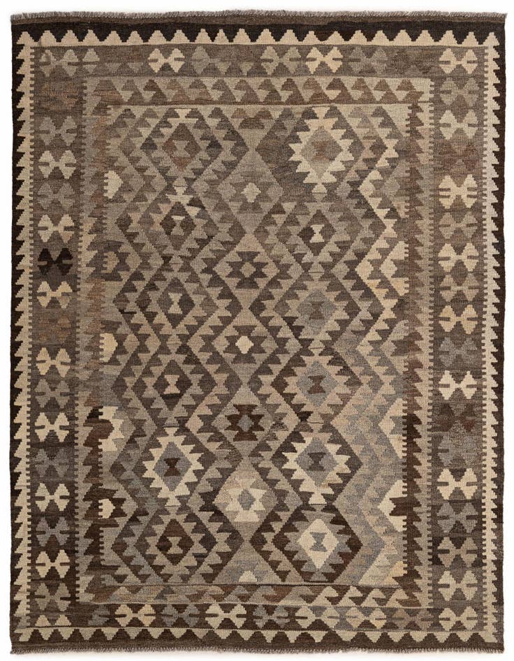 Detail image of 5' 4 x 6' 8 Hand Woven Kilim Maymana Wool Rug