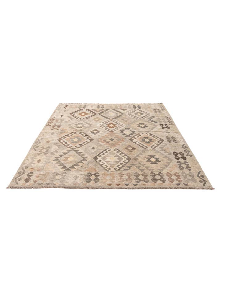 Detail image of 5' 8 x 7' 8 Hand Woven Kilim Maymana Wool Rug