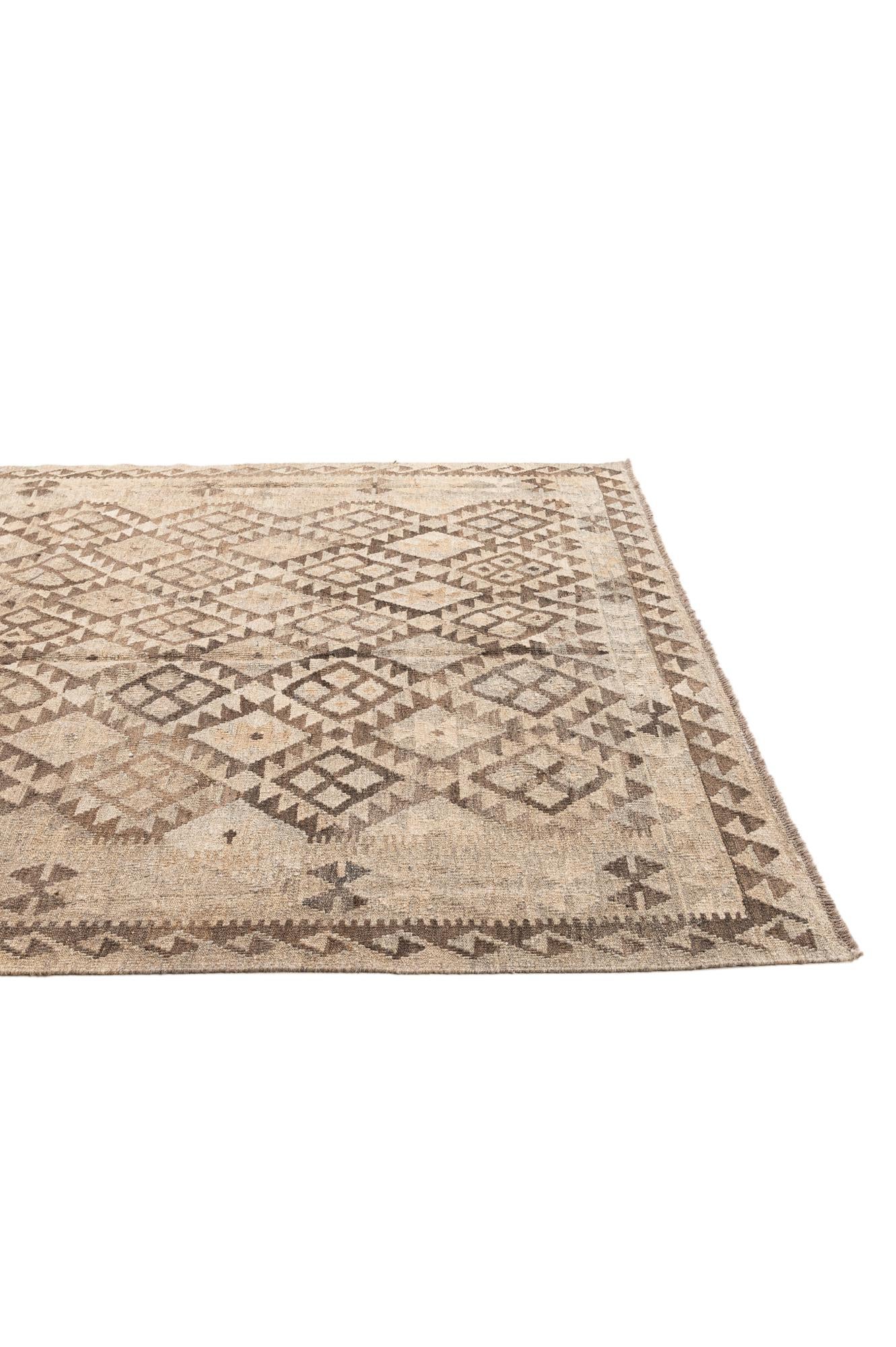 5' 10 x 7' 6 Hand Woven Kilim Maymana Wool Rug