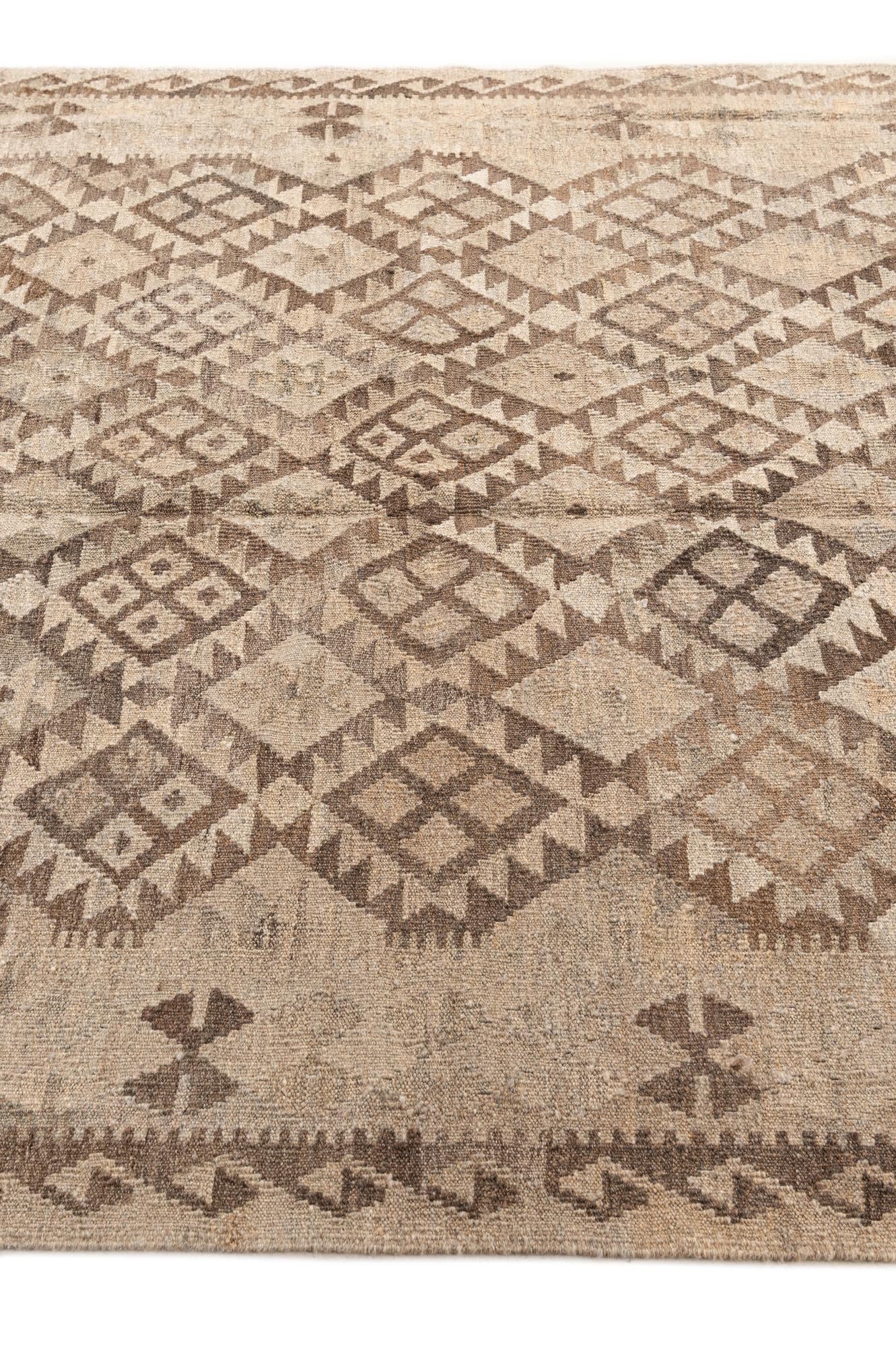 5' 10 x 7' 6 Hand Woven Kilim Maymana Wool Rug