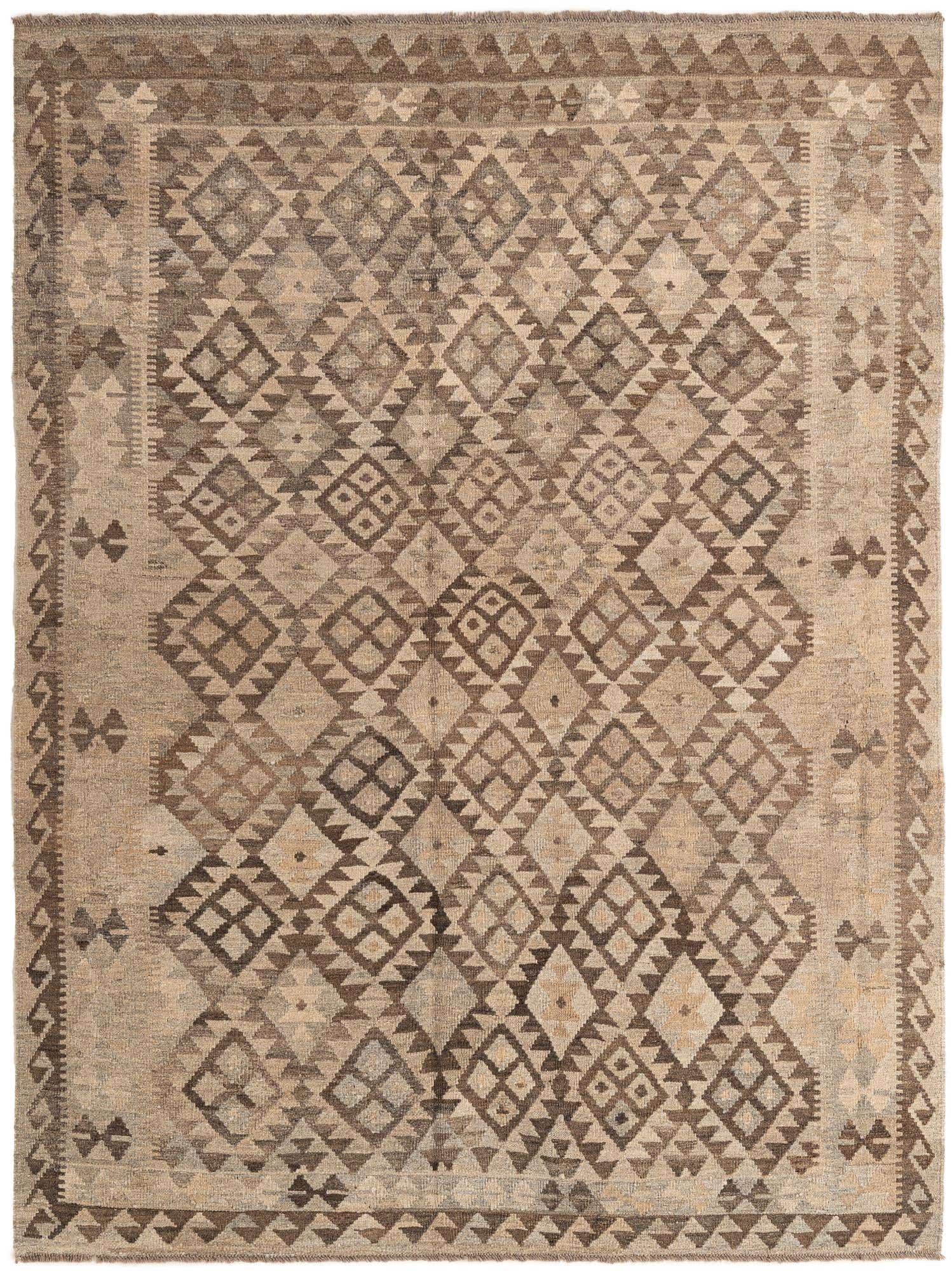 5' 10 x 7' 6 Hand Woven Kilim Maymana Wool Rug