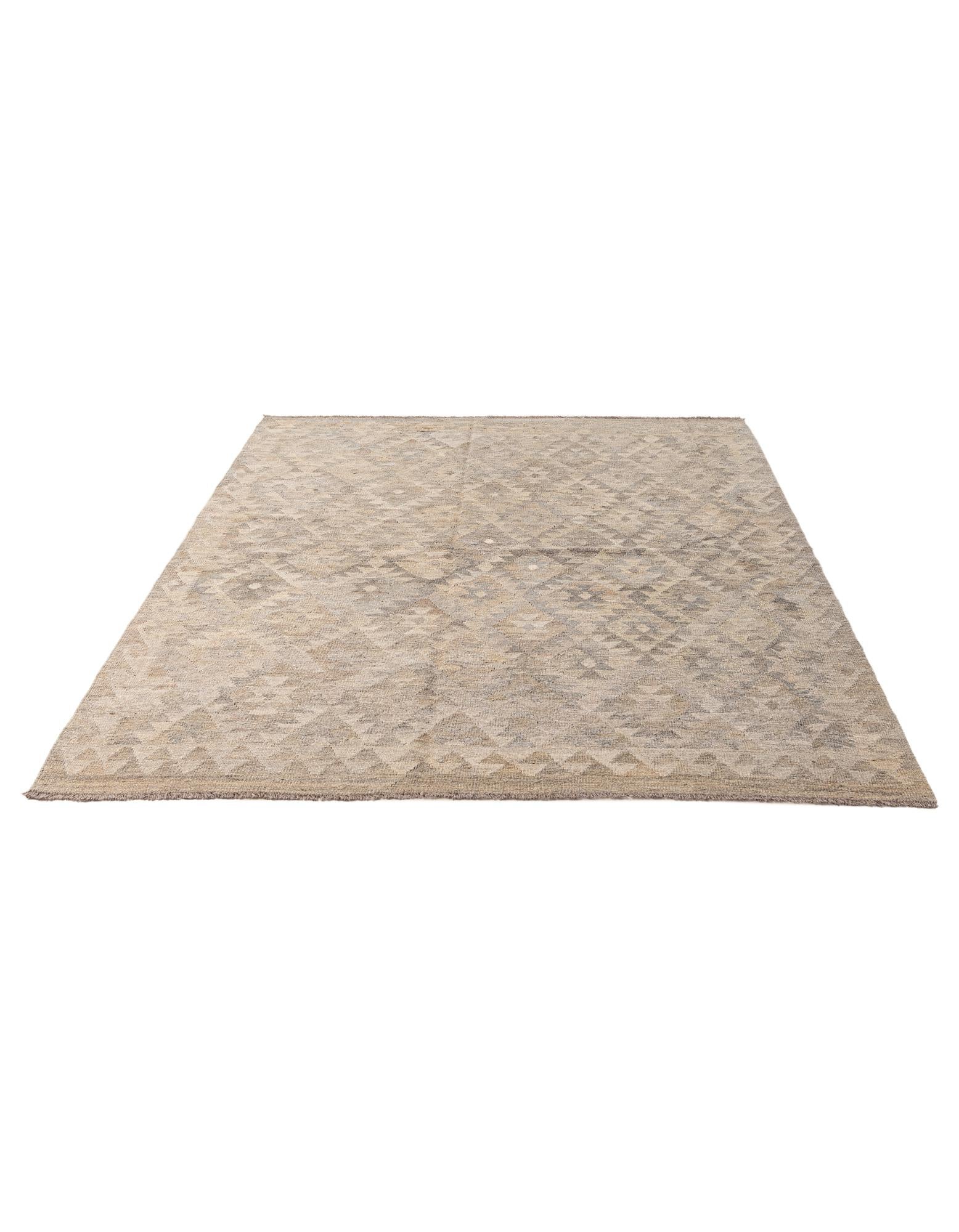 5' 9 x 7' 8 Hand Woven Kilim Maymana Wool Rug