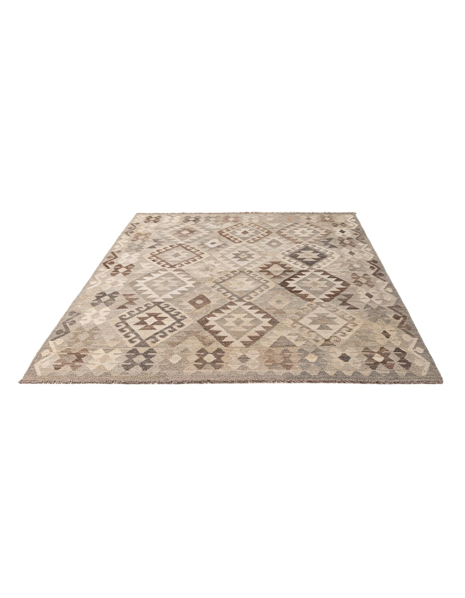 5' 9 x 7' 11 Hand Woven Kilim Maymana Wool Rug