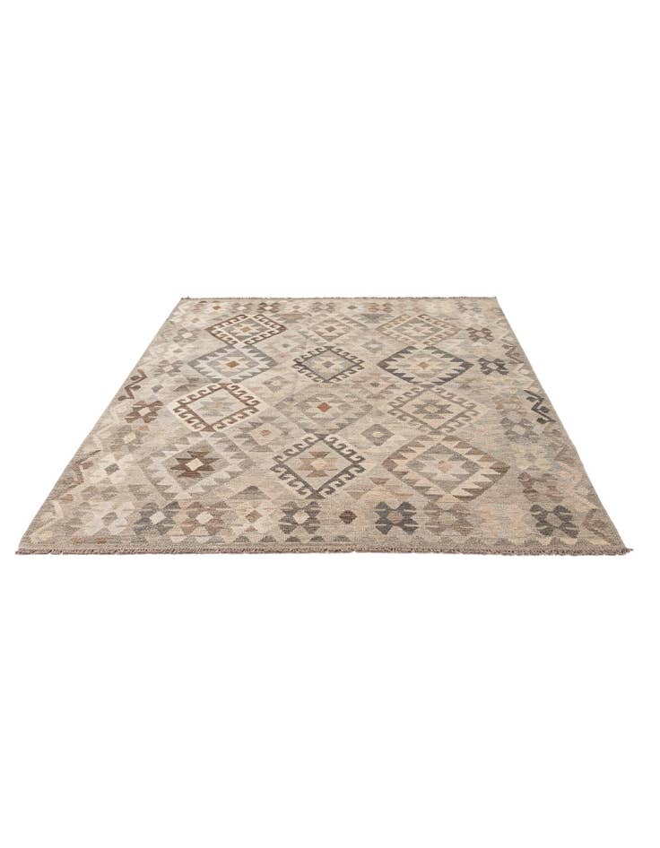 Detail image of 5' 8 x 7' 10 Hand Woven Kilim Maymana Wool Rug