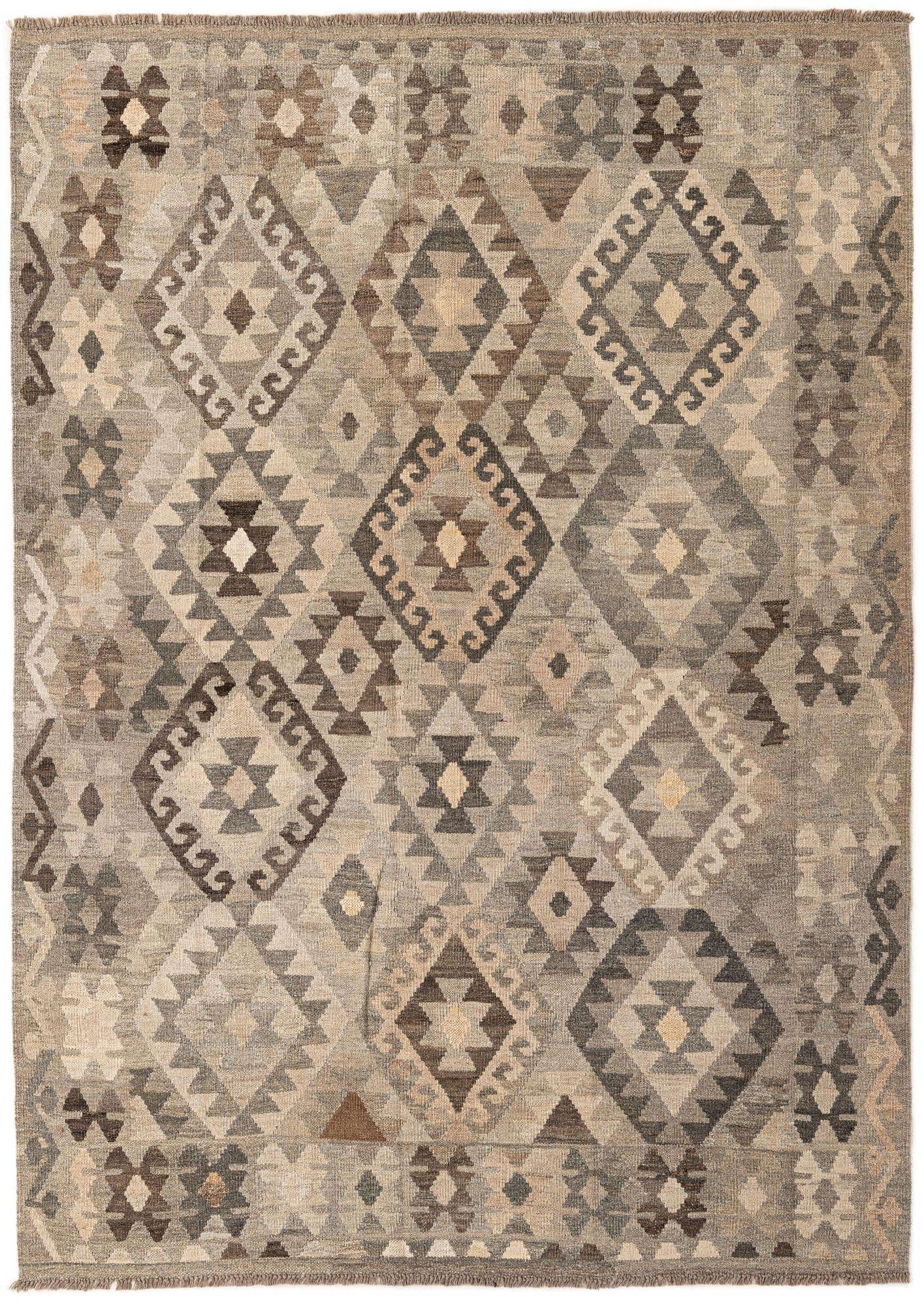 5' 7 x 7' 10 Hand Woven Kilim Maymana Wool Rug