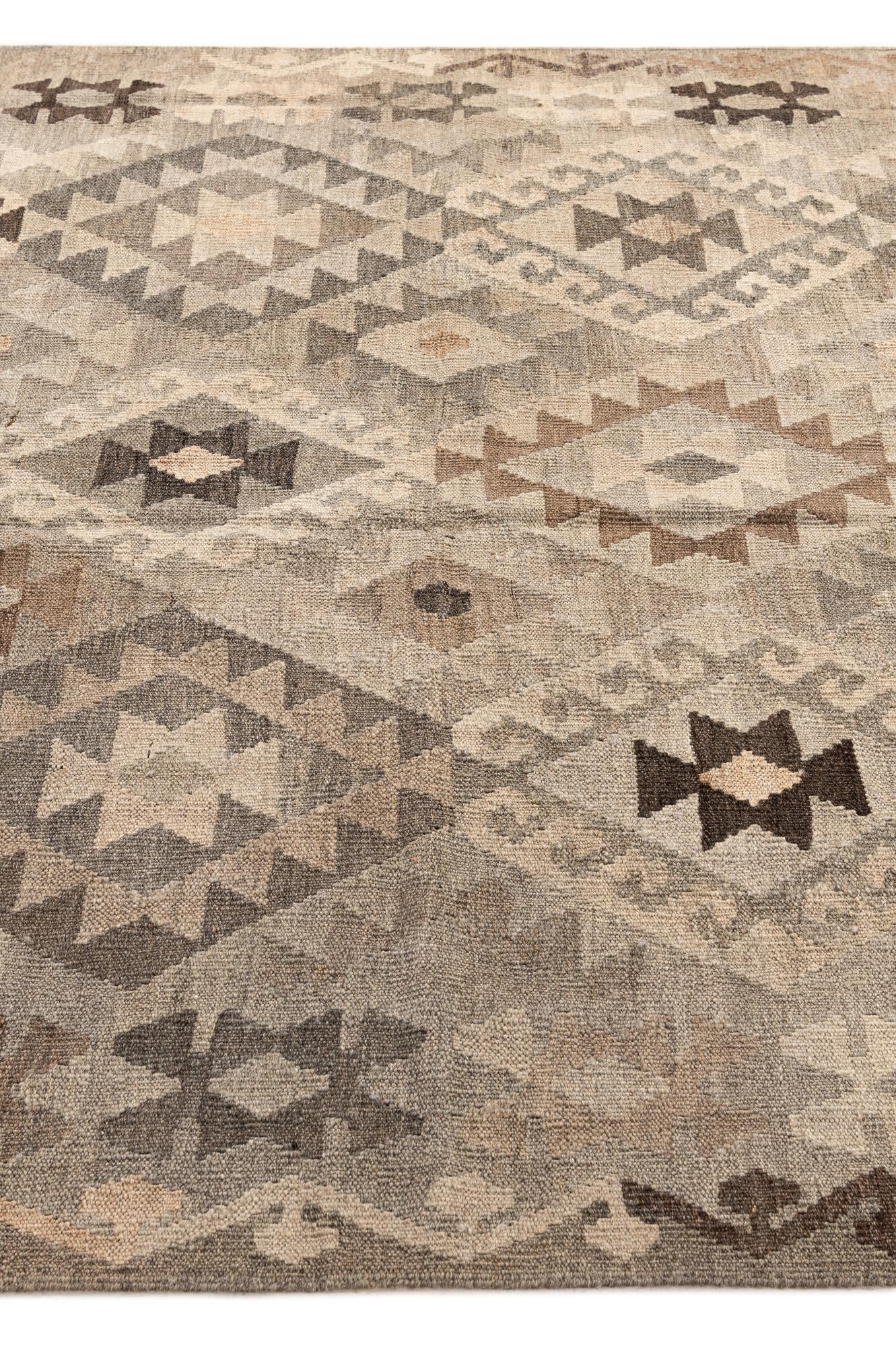 5' 9 x 7' 11 Hand Woven Kilim Maymana Wool Rug