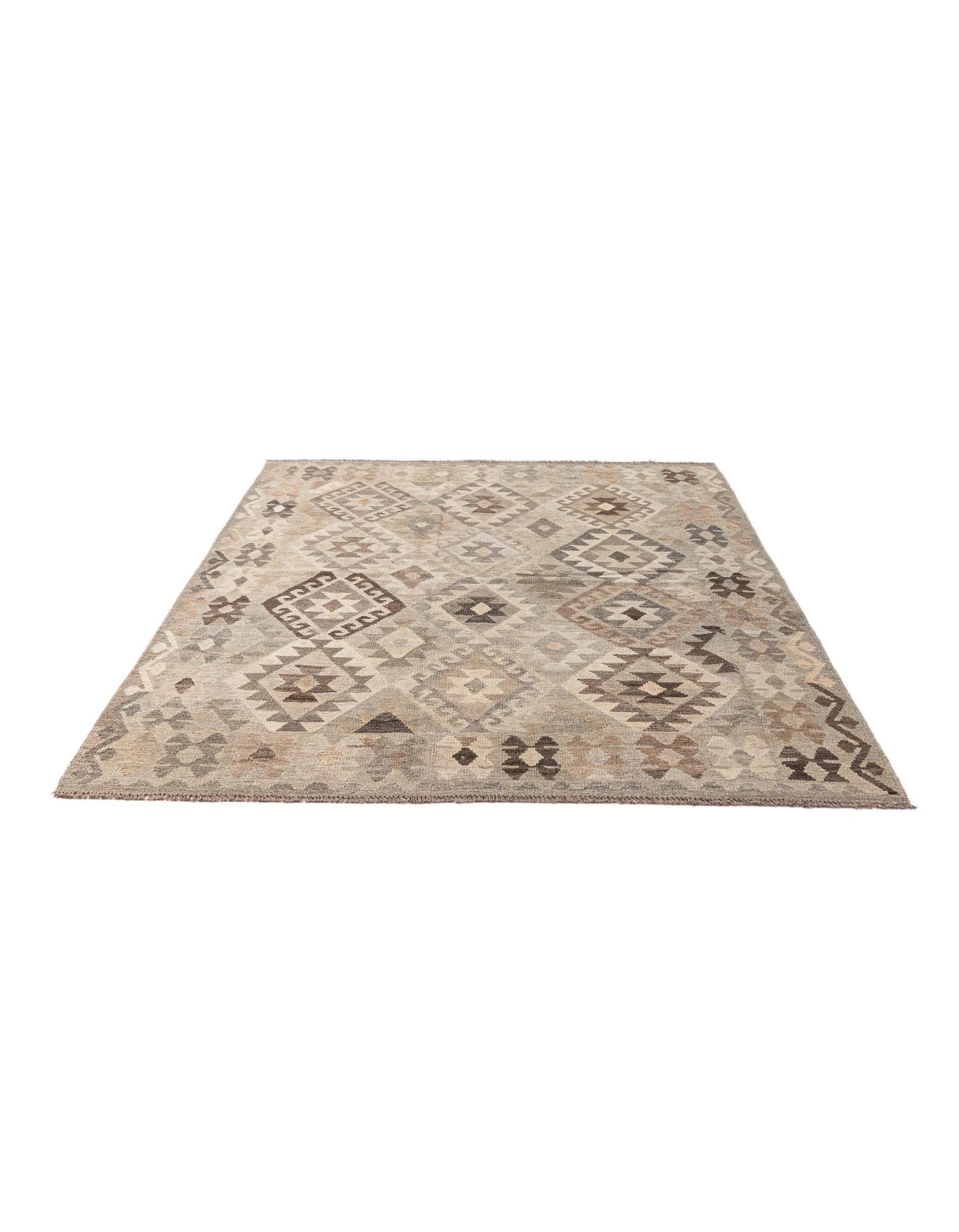5' 9 x 7' 9 Hand Woven Kilim Maymana Wool Rug