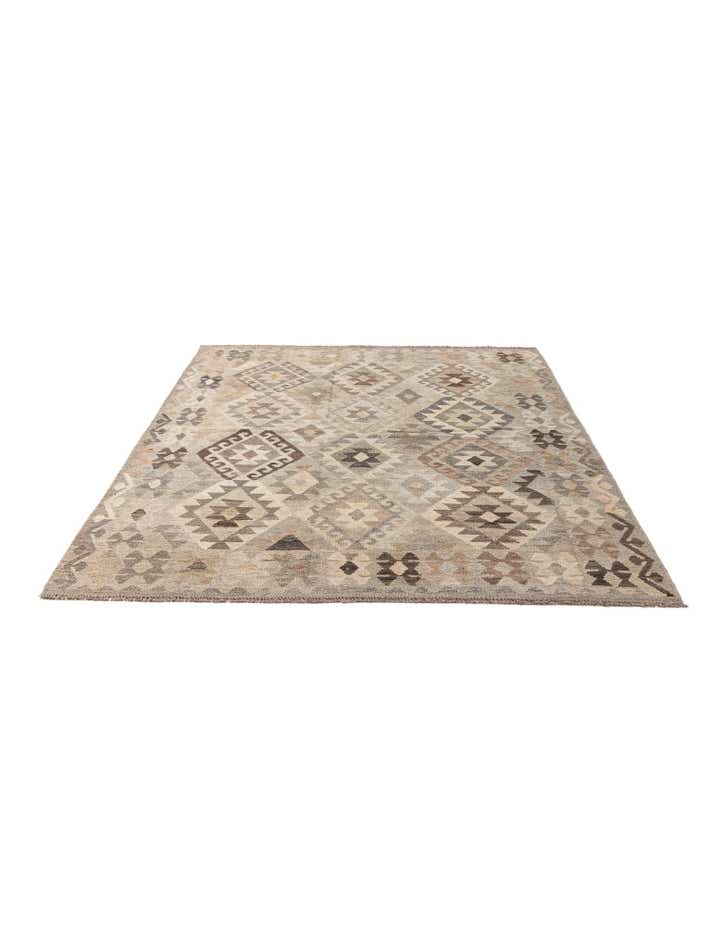 5' 9 x 7' 9 Hand Woven Kilim Maymana Wool Rug