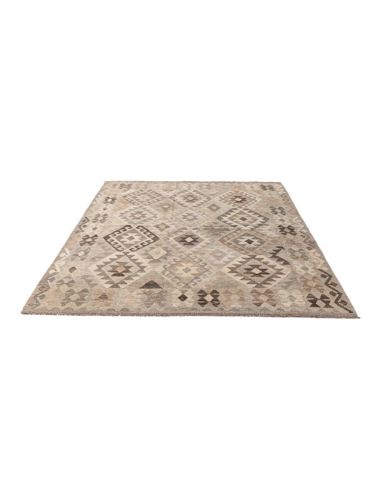 Detail image of 5' 9 x 7' 9 Hand Woven Kilim Maymana Wool Rug
