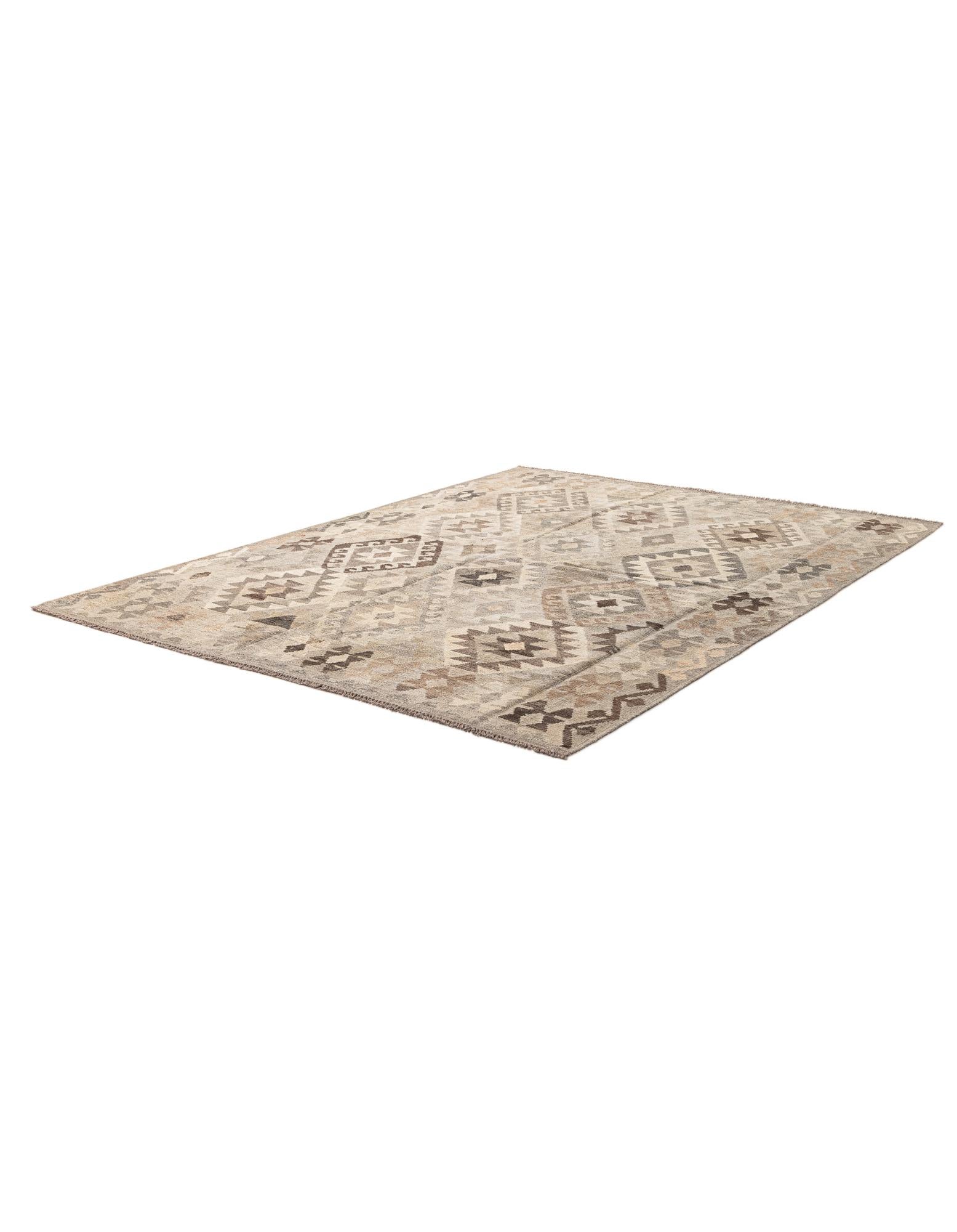 5' 9 x 7' 9 Hand Woven Kilim Maymana Wool Rug