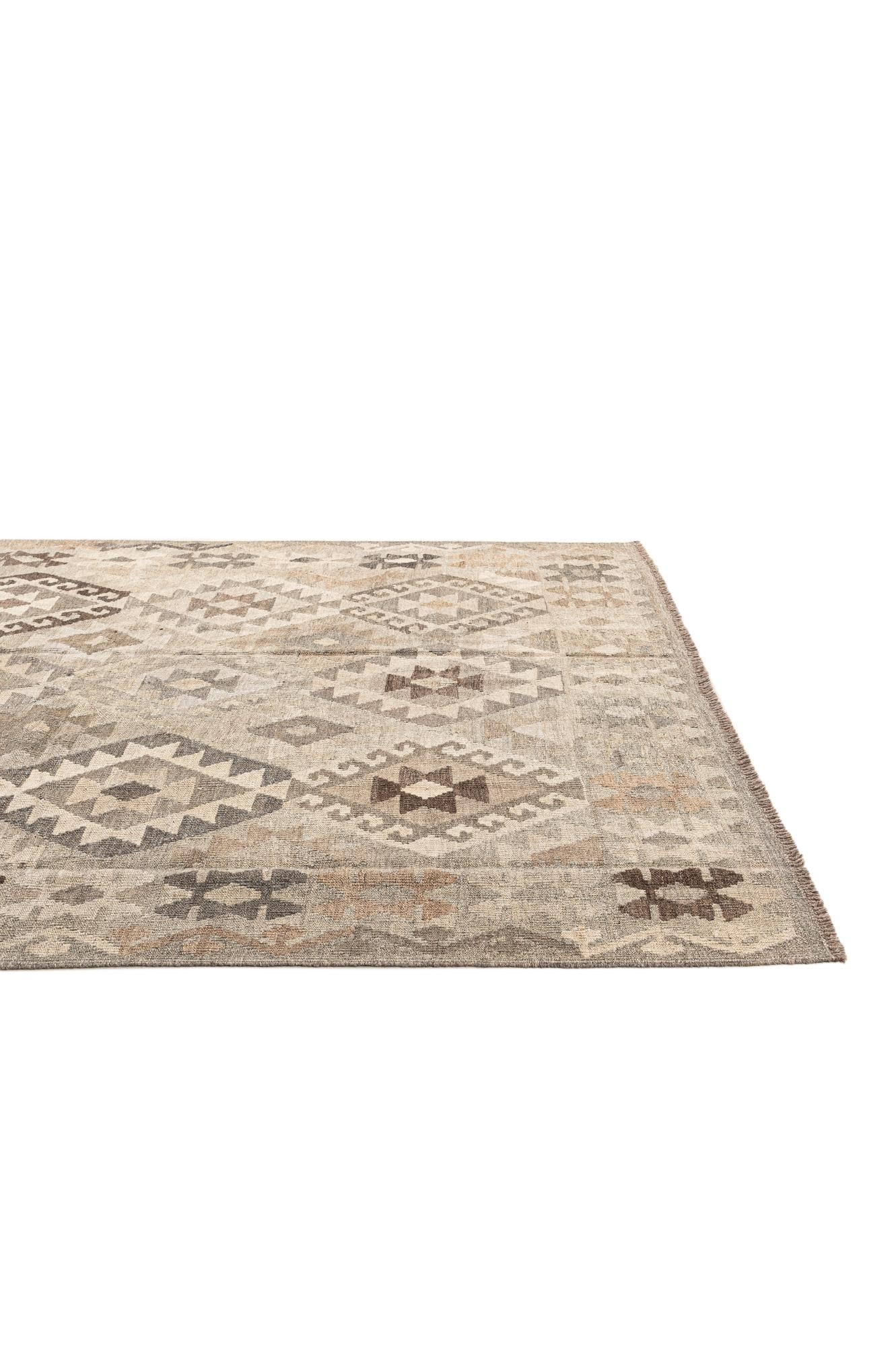 5' 9 x 7' 9 Hand Woven Kilim Maymana Wool Rug