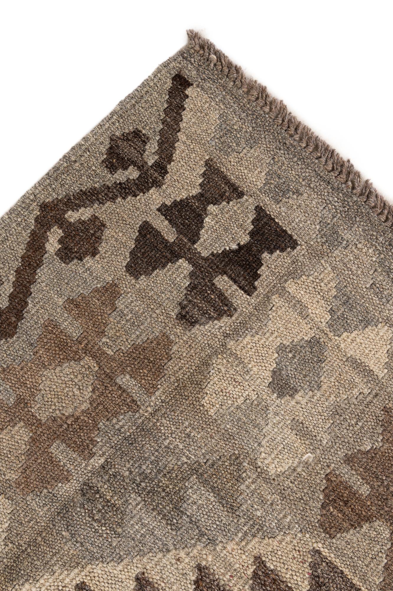 5' 9 x 7' 9 Hand Woven Kilim Maymana Wool Rug