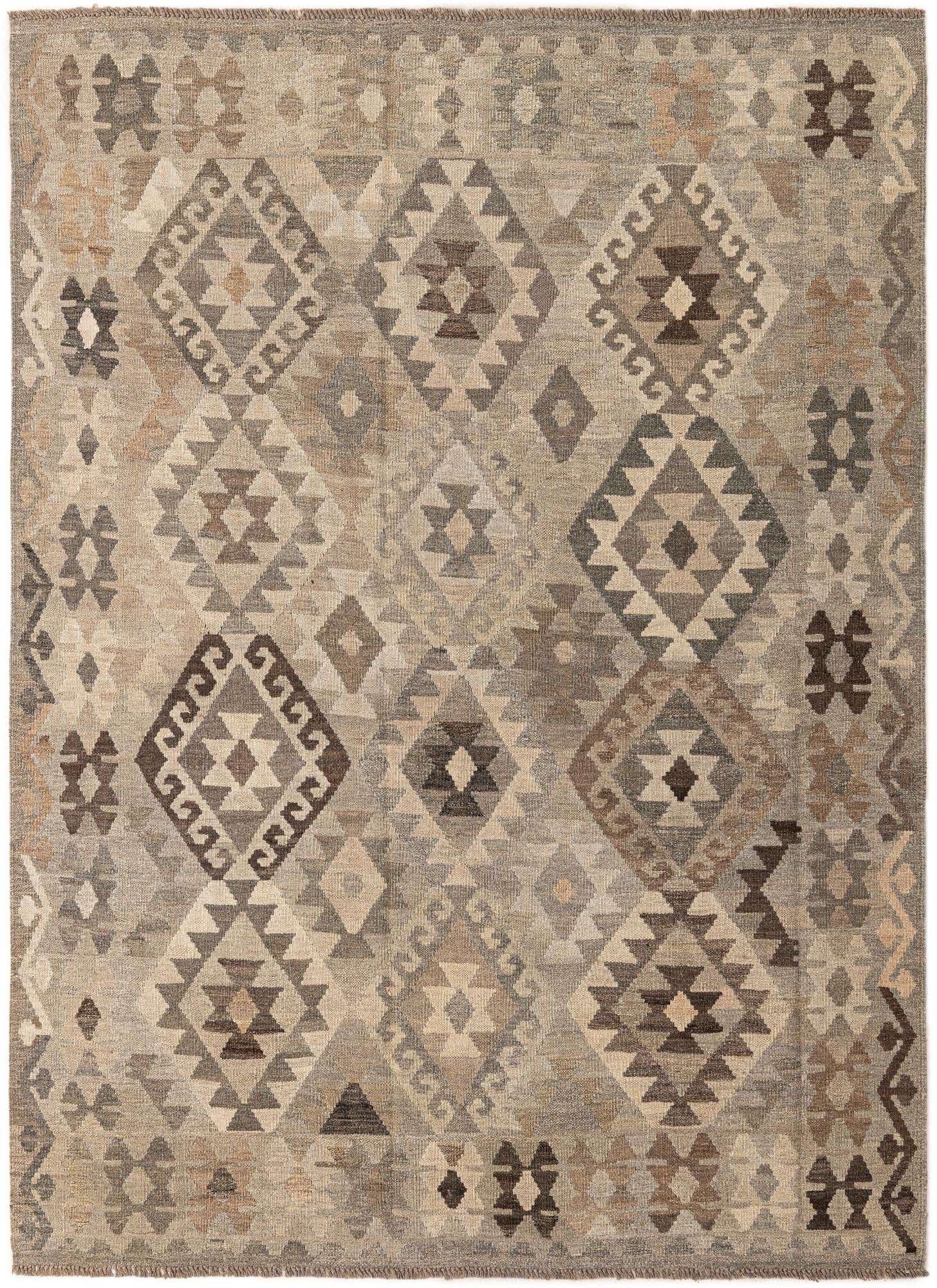 5' 9 x 7' 9 Hand Woven Kilim Maymana Wool Rug