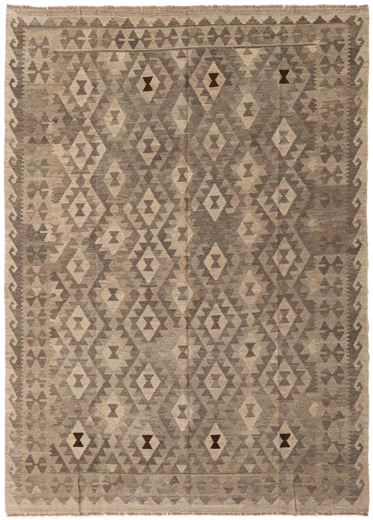 5' 8 x 7' 11 Hand Woven Kilim Maymana Wool Rug