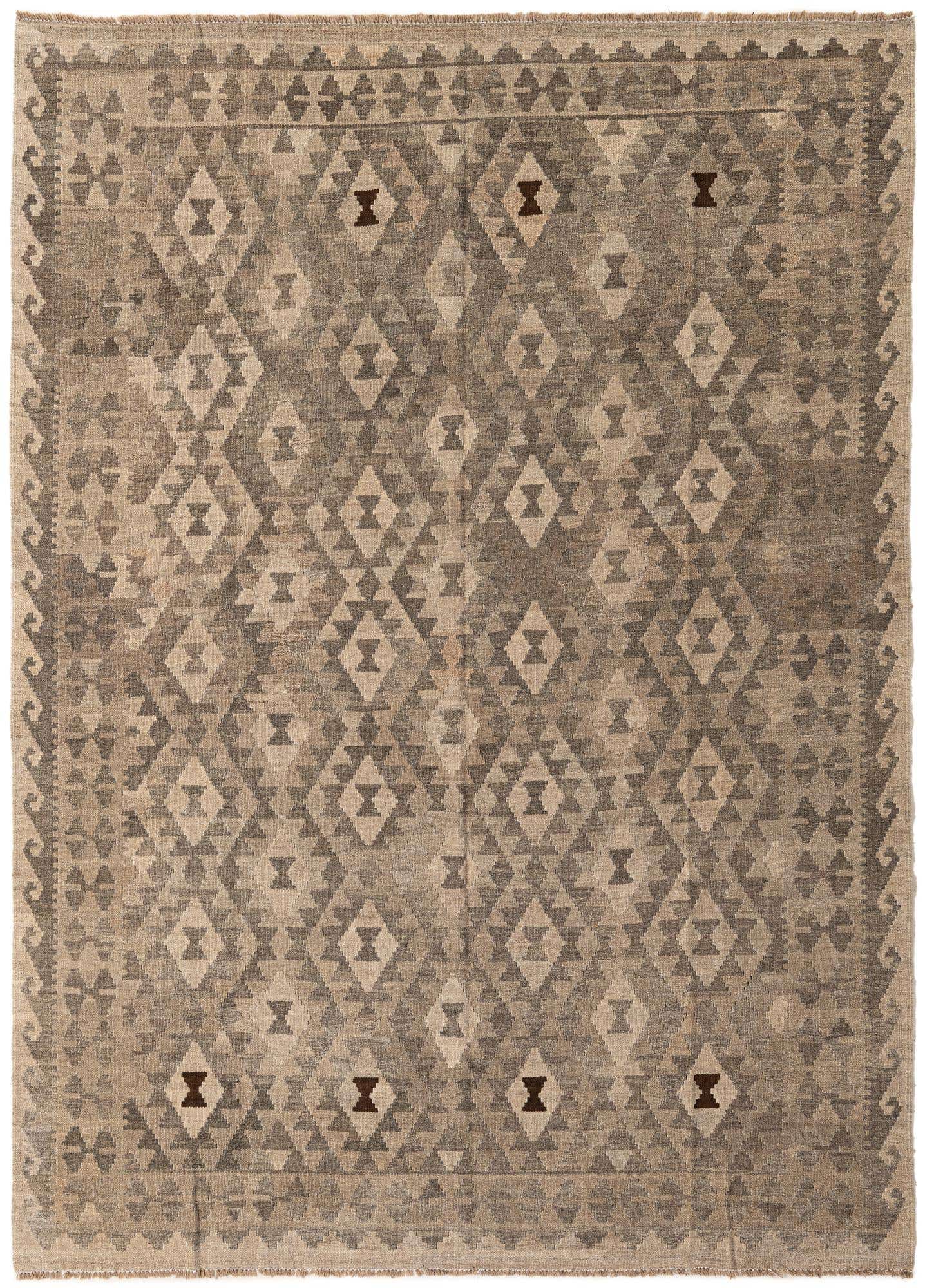 5' 8 x 7' 11 Hand Woven Kilim Maymana Wool Rug