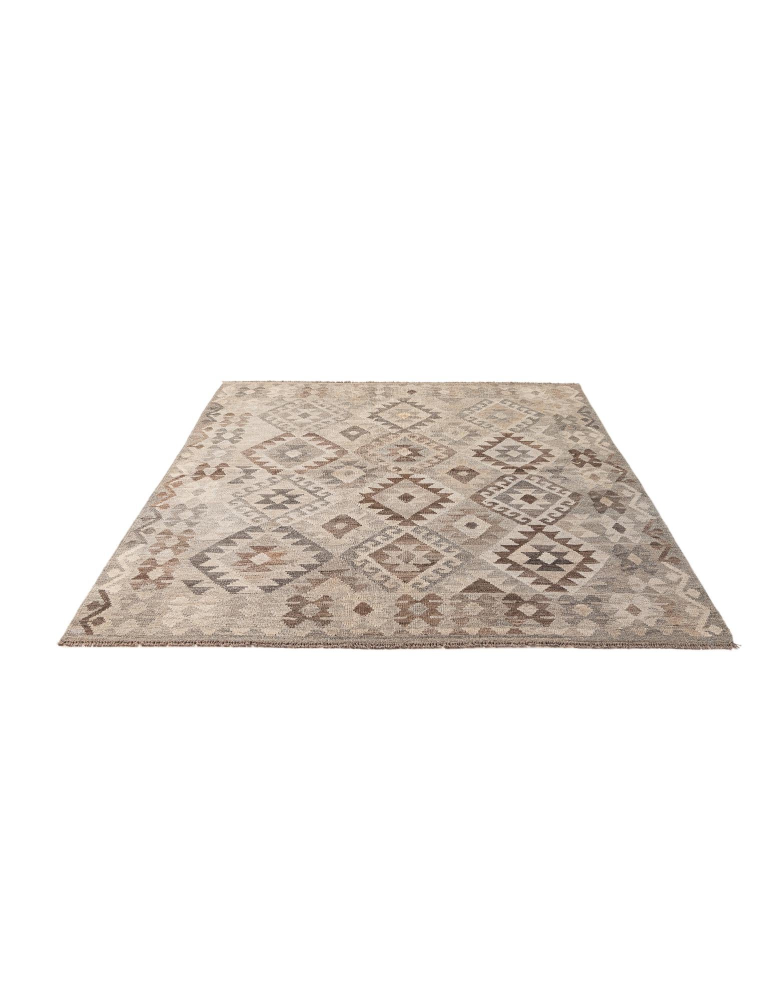 5' 9 x 7' 11 Hand Woven Kilim Maymana Wool Rug