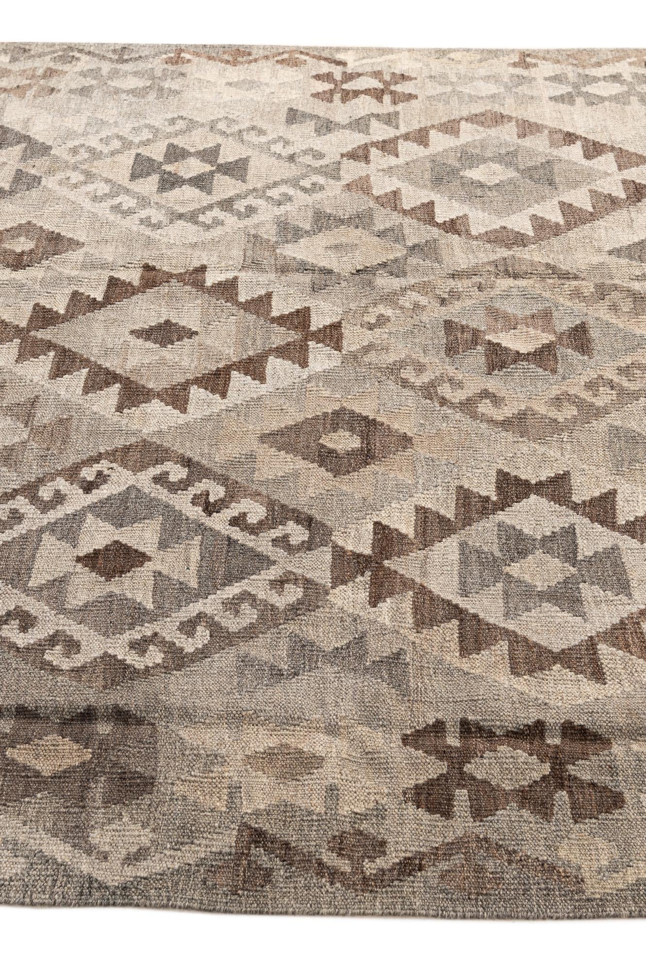 5' 9 x 7' 11 Hand Woven Kilim Maymana Wool Rug
