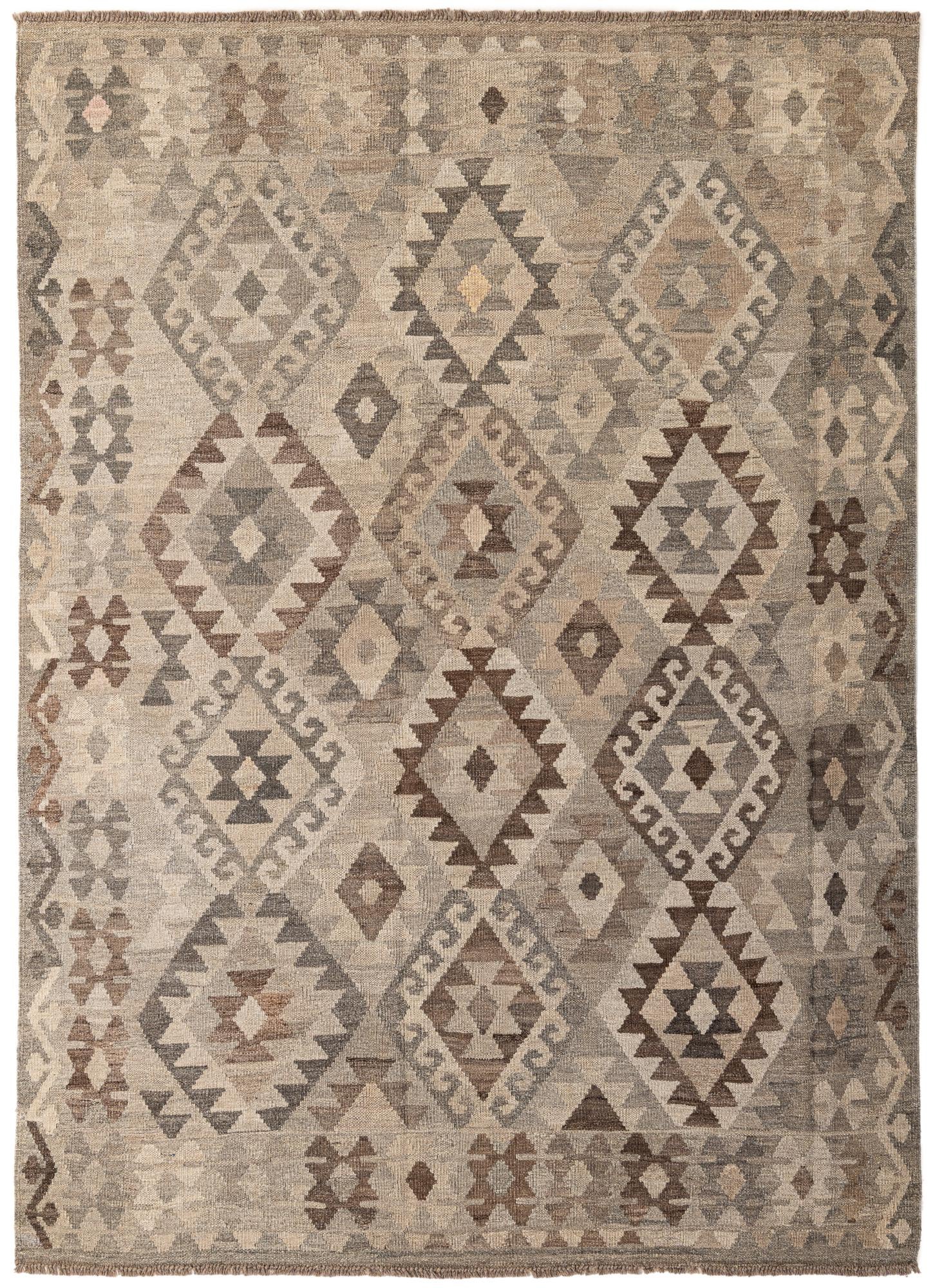 5' 9 x 7' 11 Hand Woven Kilim Maymana Wool Rug