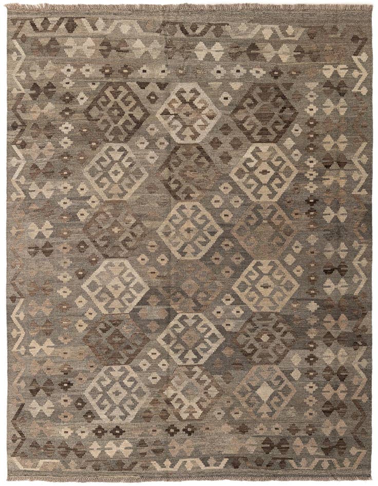 Detail image of 5' 10 x 8' Hand Woven Kilim Maymana Wool Rug
