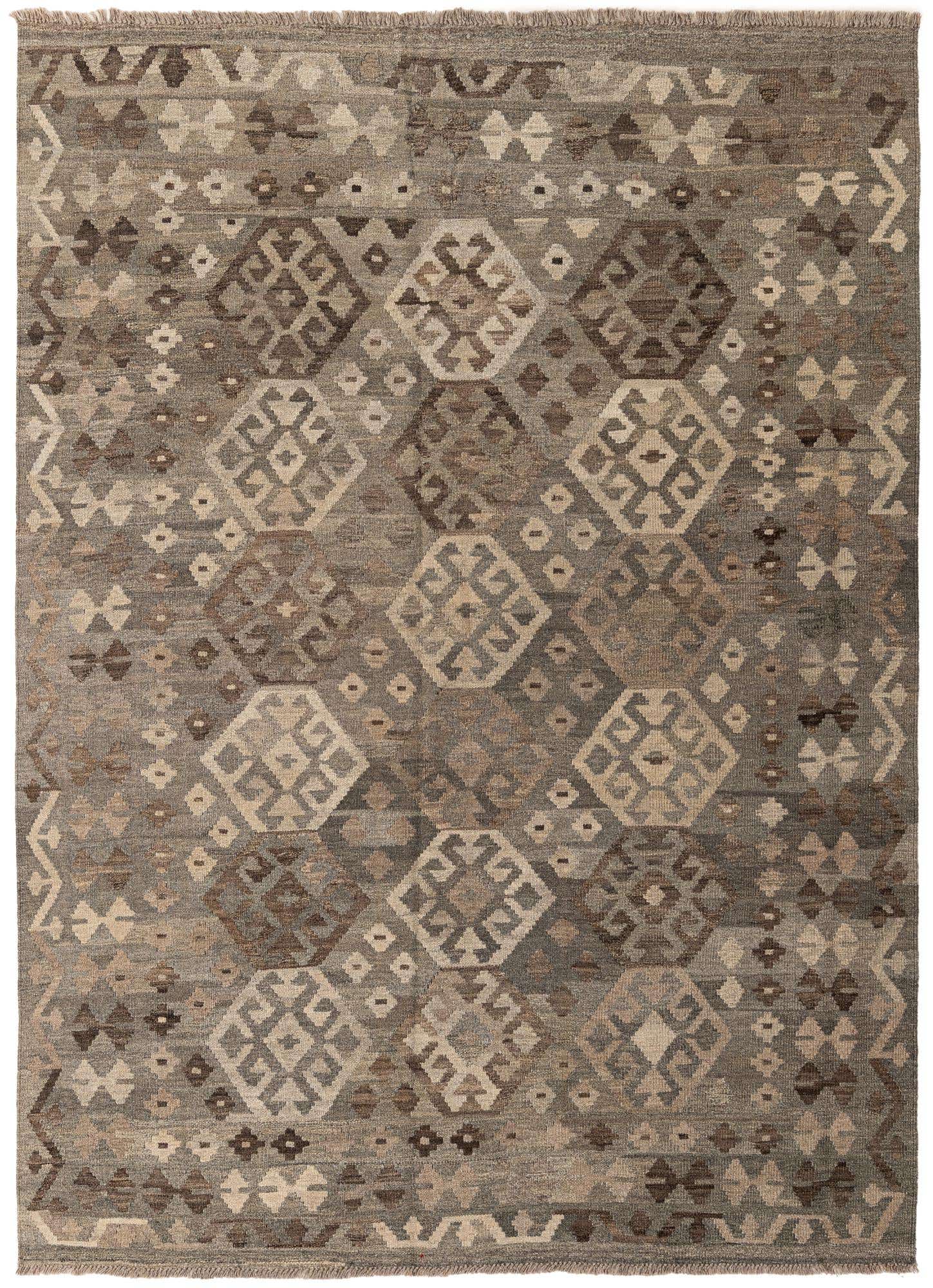 5' 10 x 8' Hand Woven Kilim Maymana Wool Rug