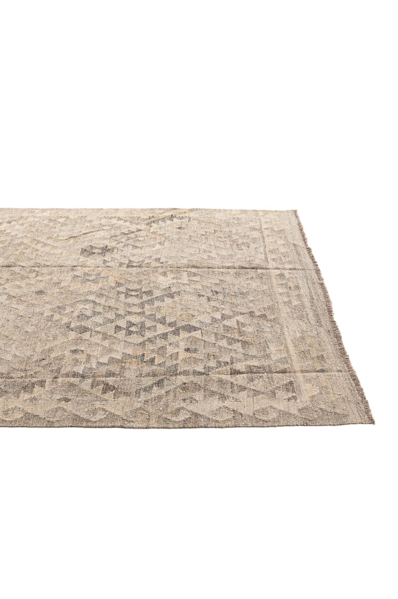 5' 7 x 7' 10 Hand Woven Kilim Maymana Wool Rug