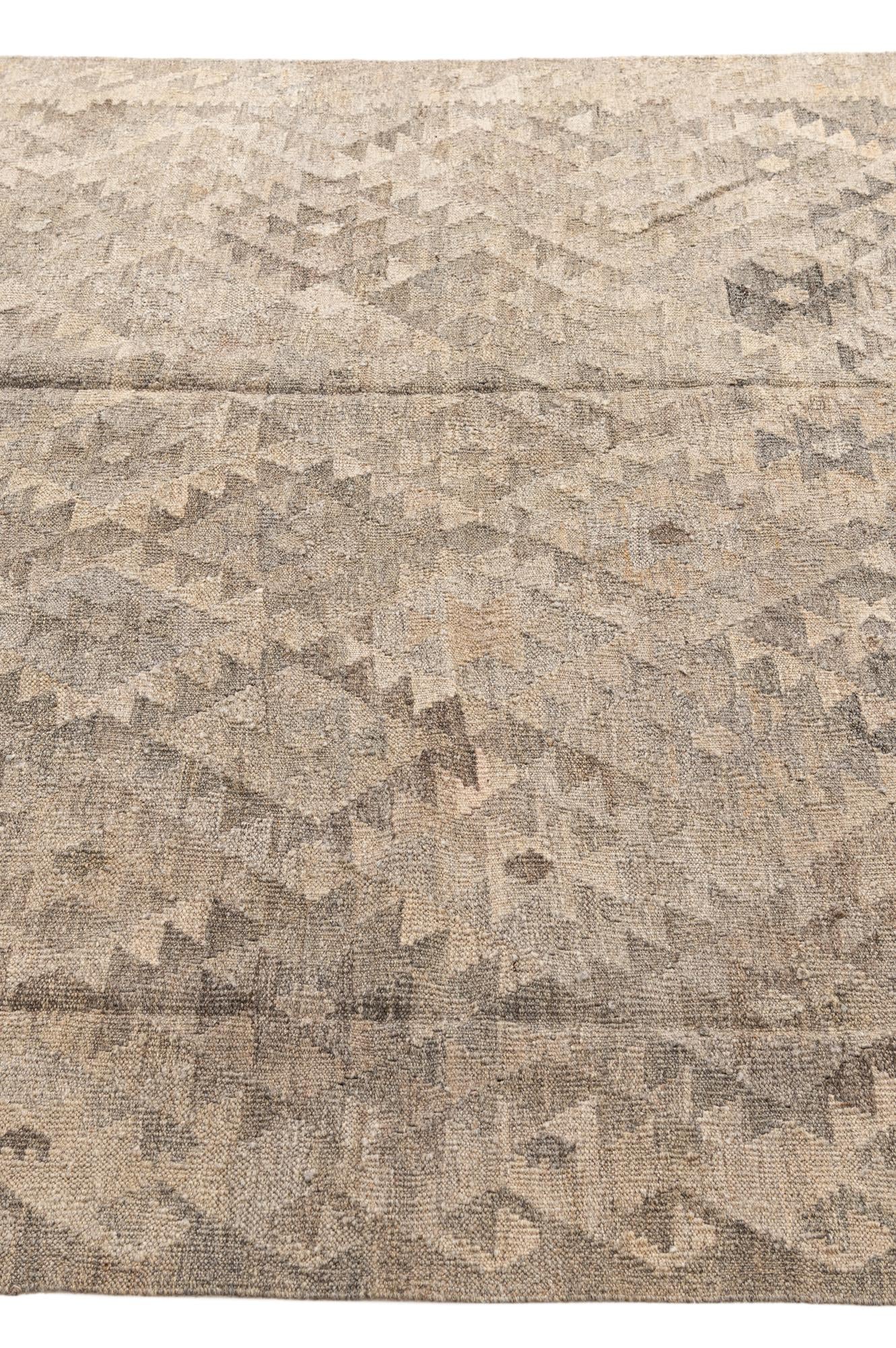 5' 7 x 7' 10 Hand Woven Kilim Maymana Wool Rug