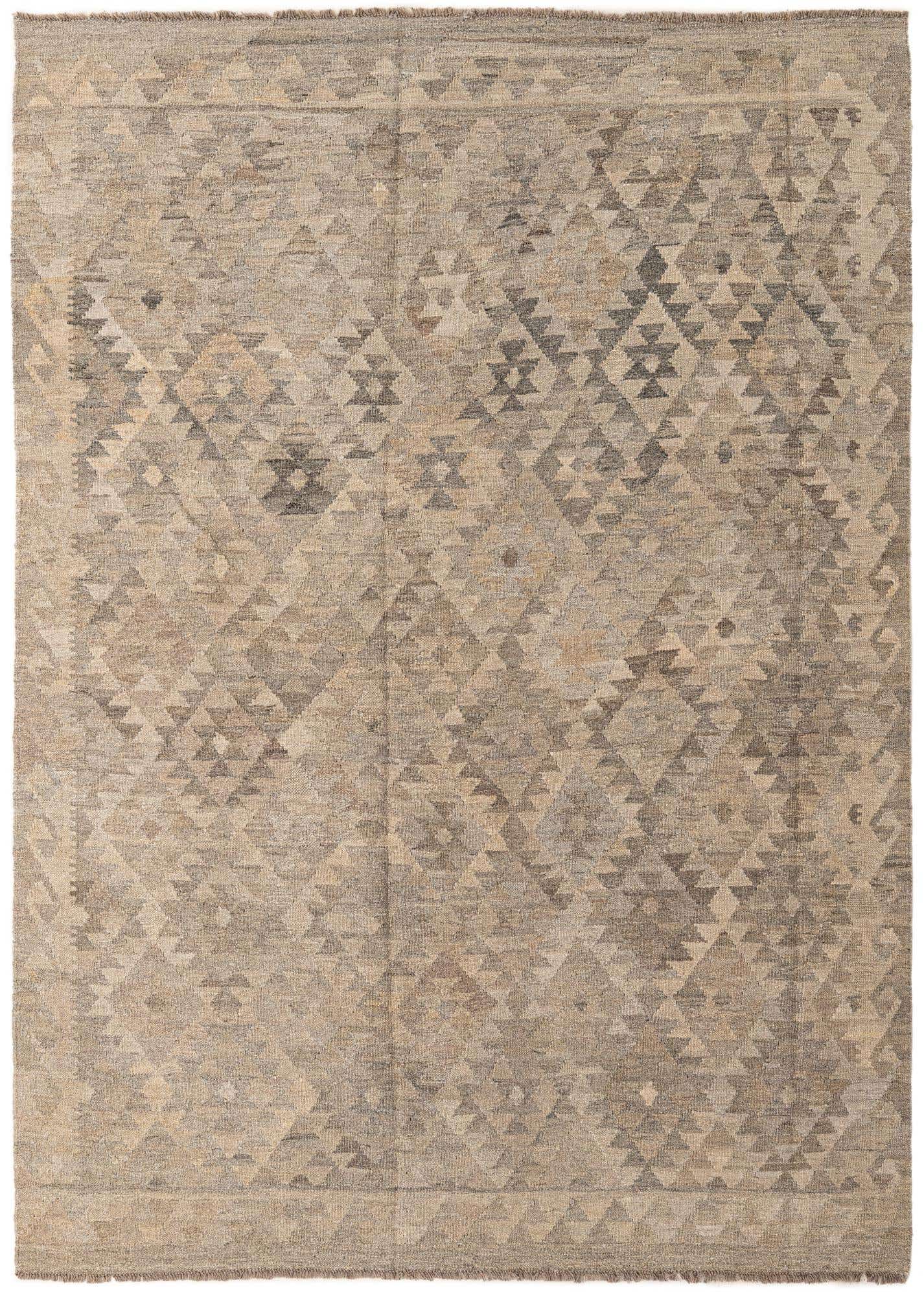 5' 7 x 7' 10 Hand Woven Kilim Maymana Wool Rug
