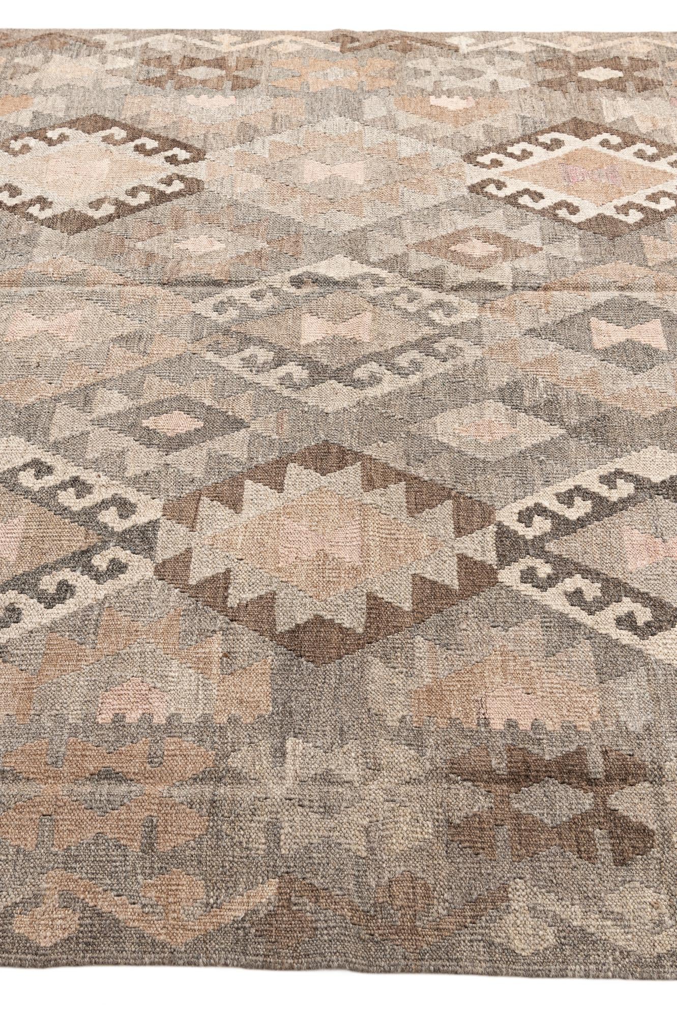 5' 9 x 7' 11 Hand Woven Kilim Maymana Wool Rug