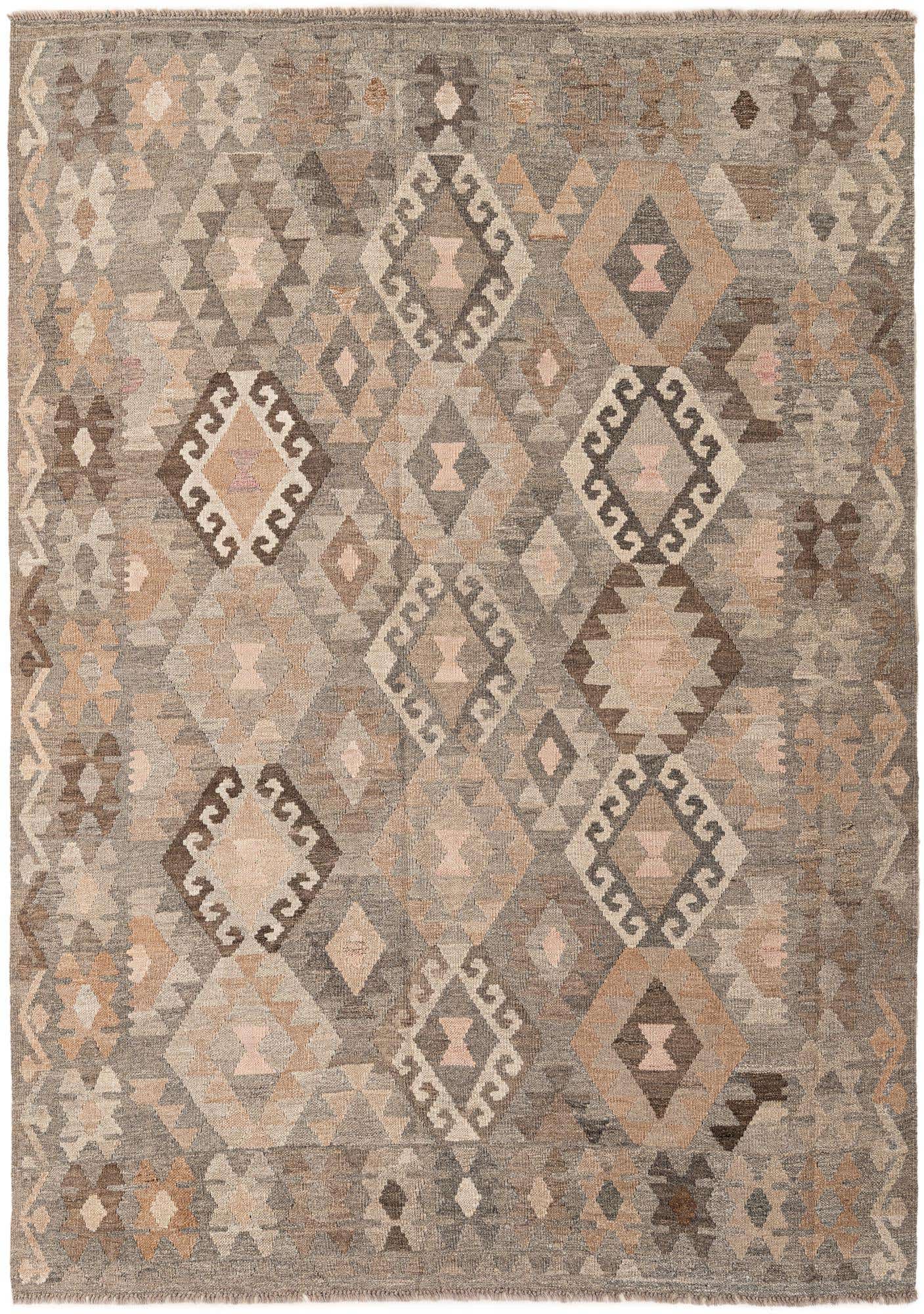 5' 9 x 7' 11 Hand Woven Kilim Maymana Wool Rug