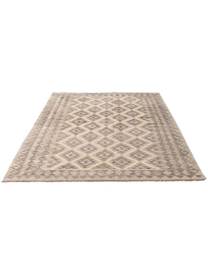 5' 7 x 8' Hand Woven Kilim Maymana Wool Rug