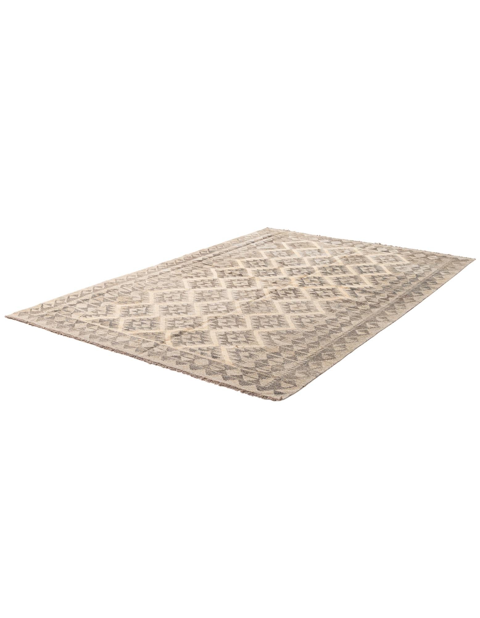 5' 7 x 8' Hand Woven Kilim Maymana Wool Rug