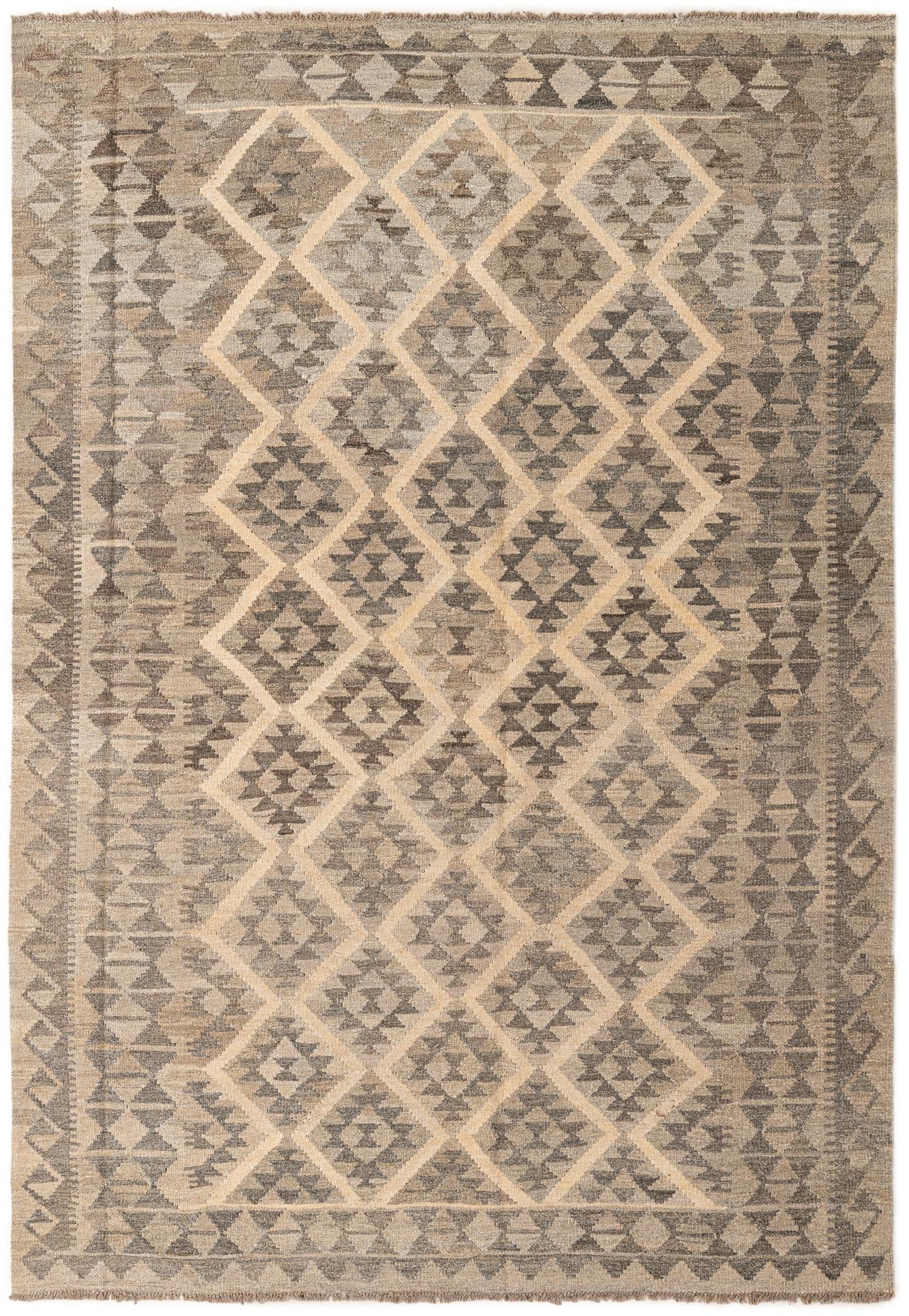 5' 7 x 8' Hand Woven Kilim Maymana Wool Rug