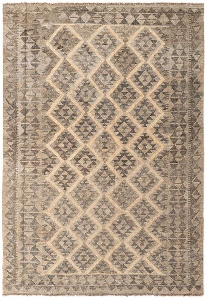 5' 7 x 8' Hand Woven Kilim Maymana Wool Rug