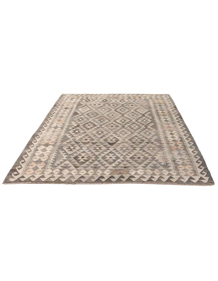 5' 8 x 8' 1 Hand Woven Kilim Maymana Wool Rug