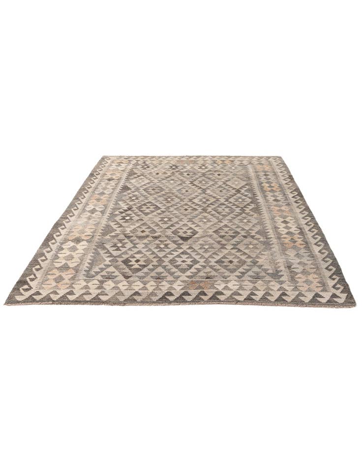 Detail image of 5' 8 x 8' 1 Hand Woven Kilim Maymana Wool Rug