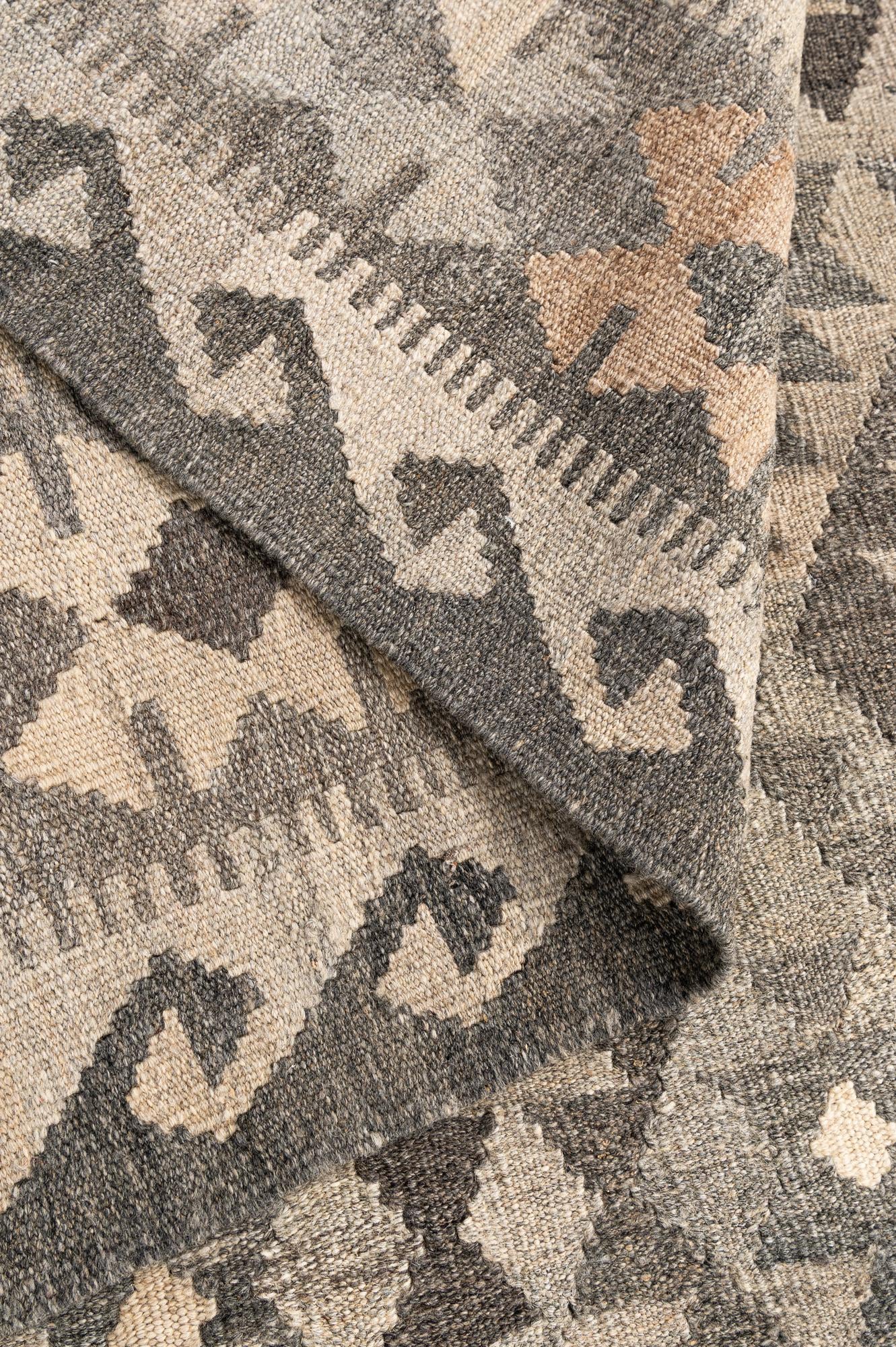5' 8 x 8' 1 Hand Woven Kilim Maymana Wool Rug