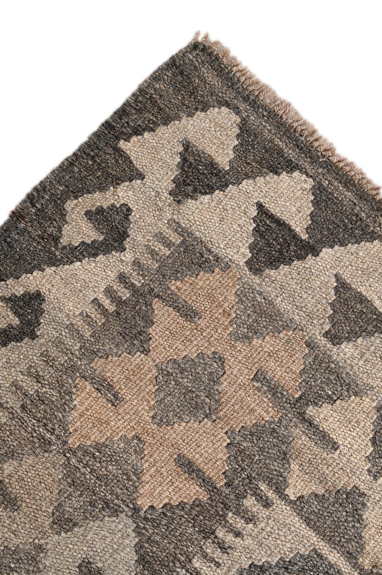 5' 8 x 8' 1 Hand Woven Kilim Maymana Wool Rug
