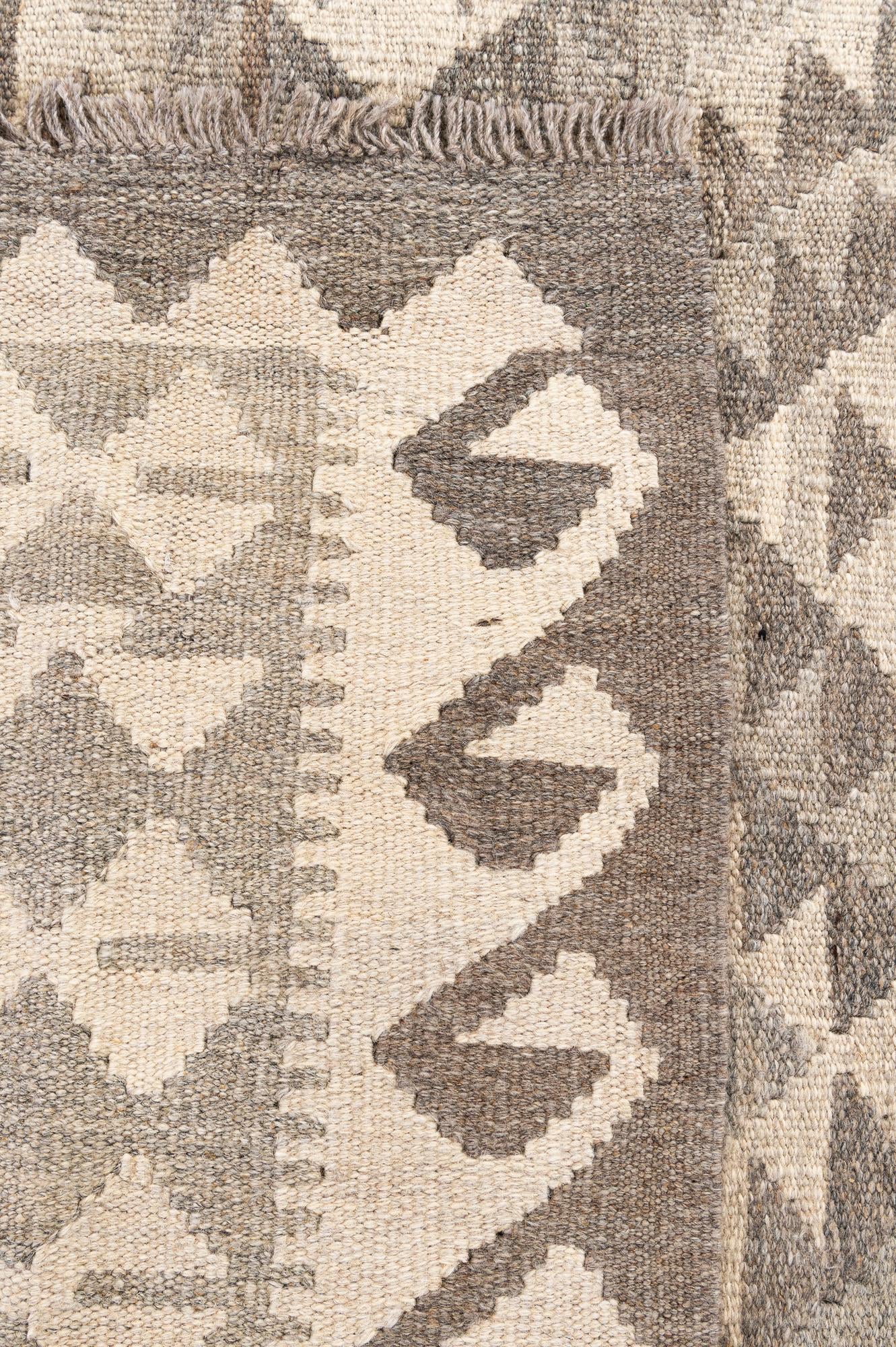 5' 8 x 8' 2 Hand Woven Kilim Maymana Wool Rug